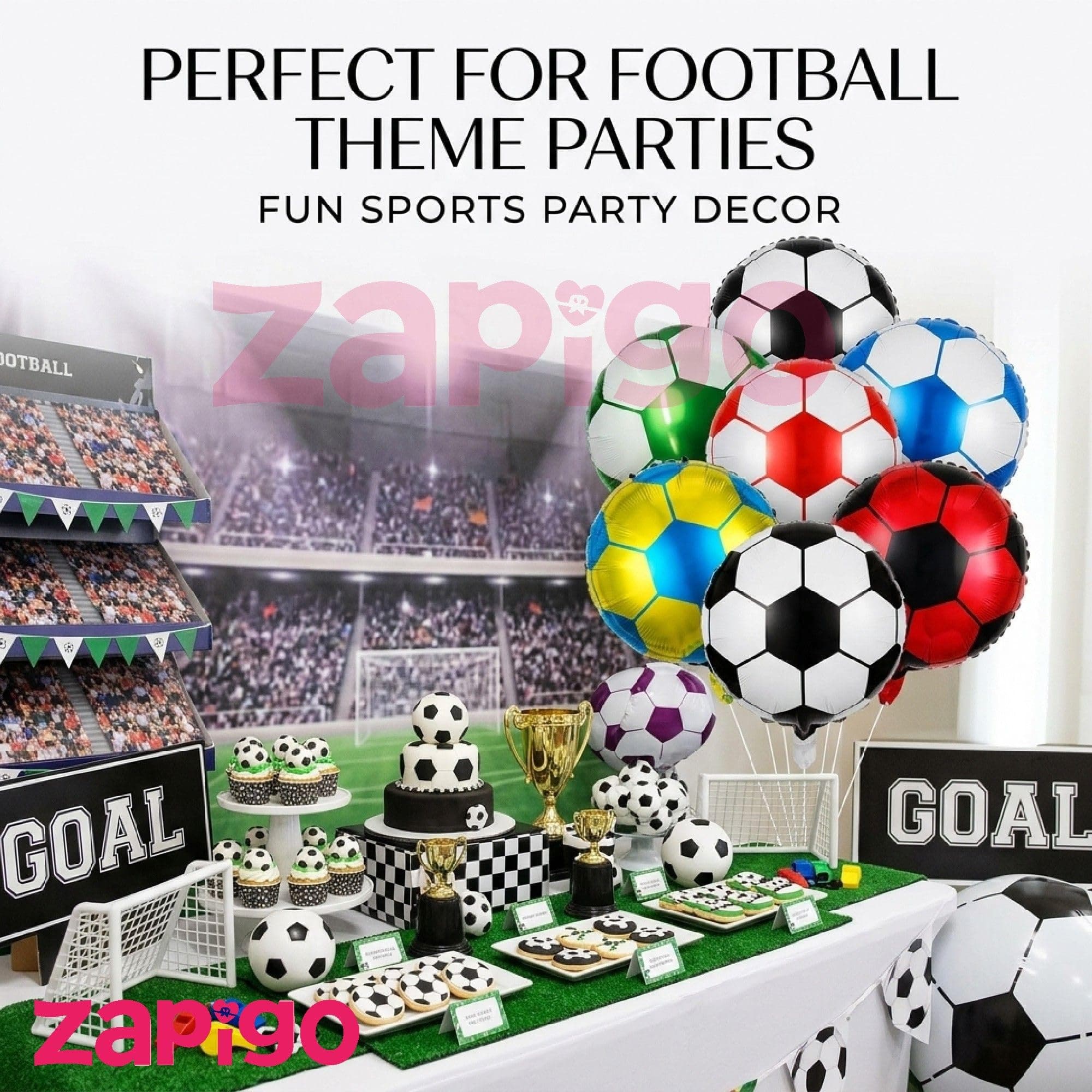 Balloonistics Football Theme Happy Birthday Balloon Bouquet Pack Of 7 thumbnail 3