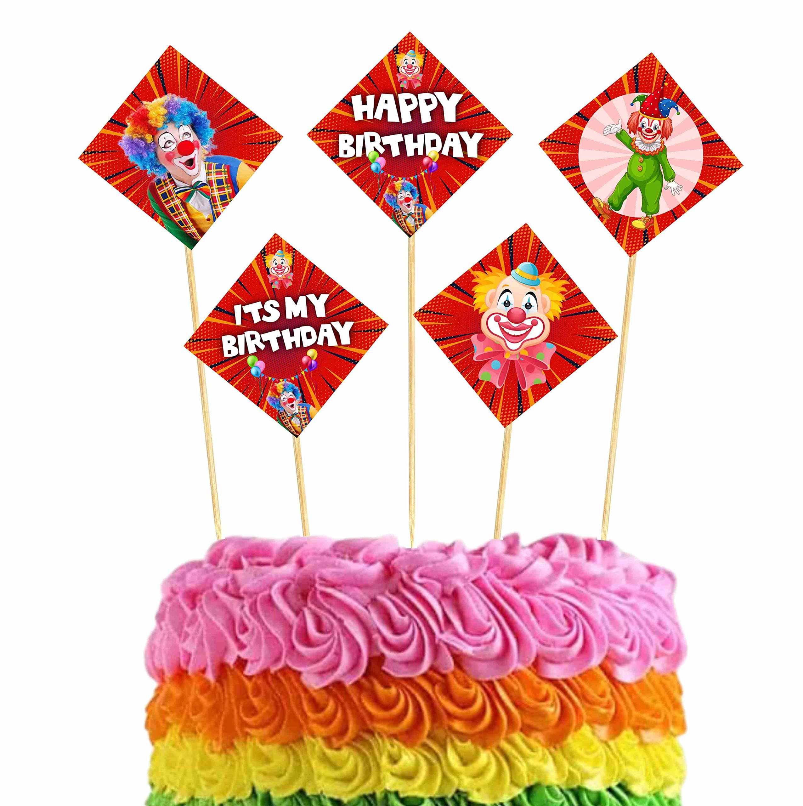 Balloonistics Joker Theme Happy Birthday Cake Toppers - Pack of 10 Master of Chaos Cake Decorations - Premium Cardstock Purple & Green Villain Figures on Bamboo Sticks, Gotham City Superhero Party Supplies (Cake Topper - Pack of 10) thumbnail 1