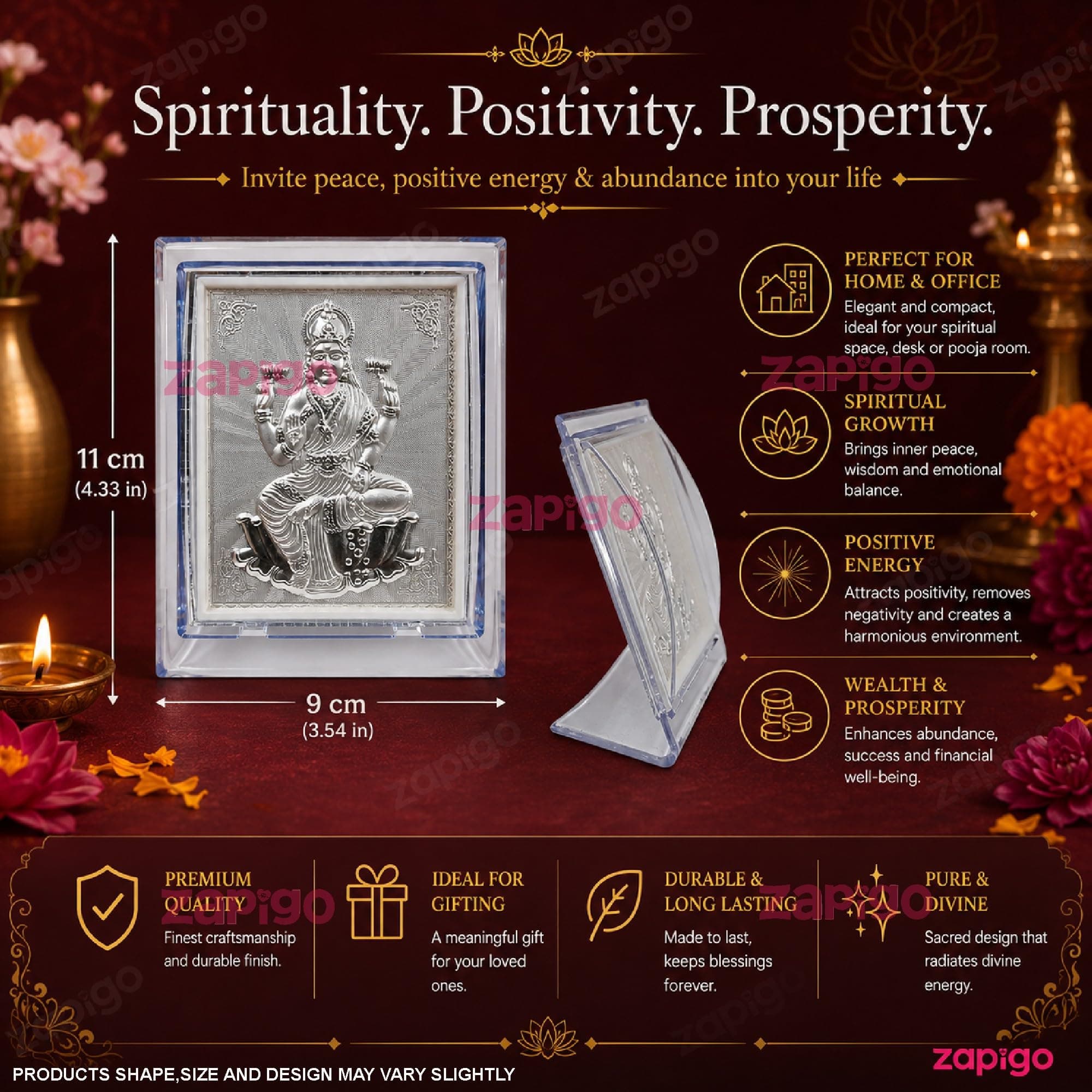 Habba Lakshmi Frame 999 Silver Pooja Return Gift for Women, Traditional Tambulam Gift for Varalakshmi Vratham, Deepavali, Navratri, Weddings, Baby Showers & Festivals, Pack of 5 thumbnail 4