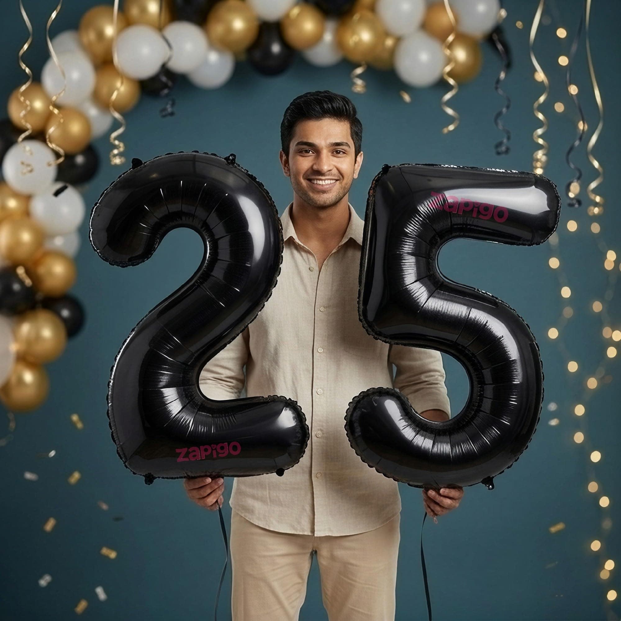 Balloonistics Black 40-Inch Foil Number 25 Balloon - Helium or Air Fill for 25th Birthday, Anniversary Party Decoration, Photo Booth Backdrop, Cake Table Decor thumbnail 1