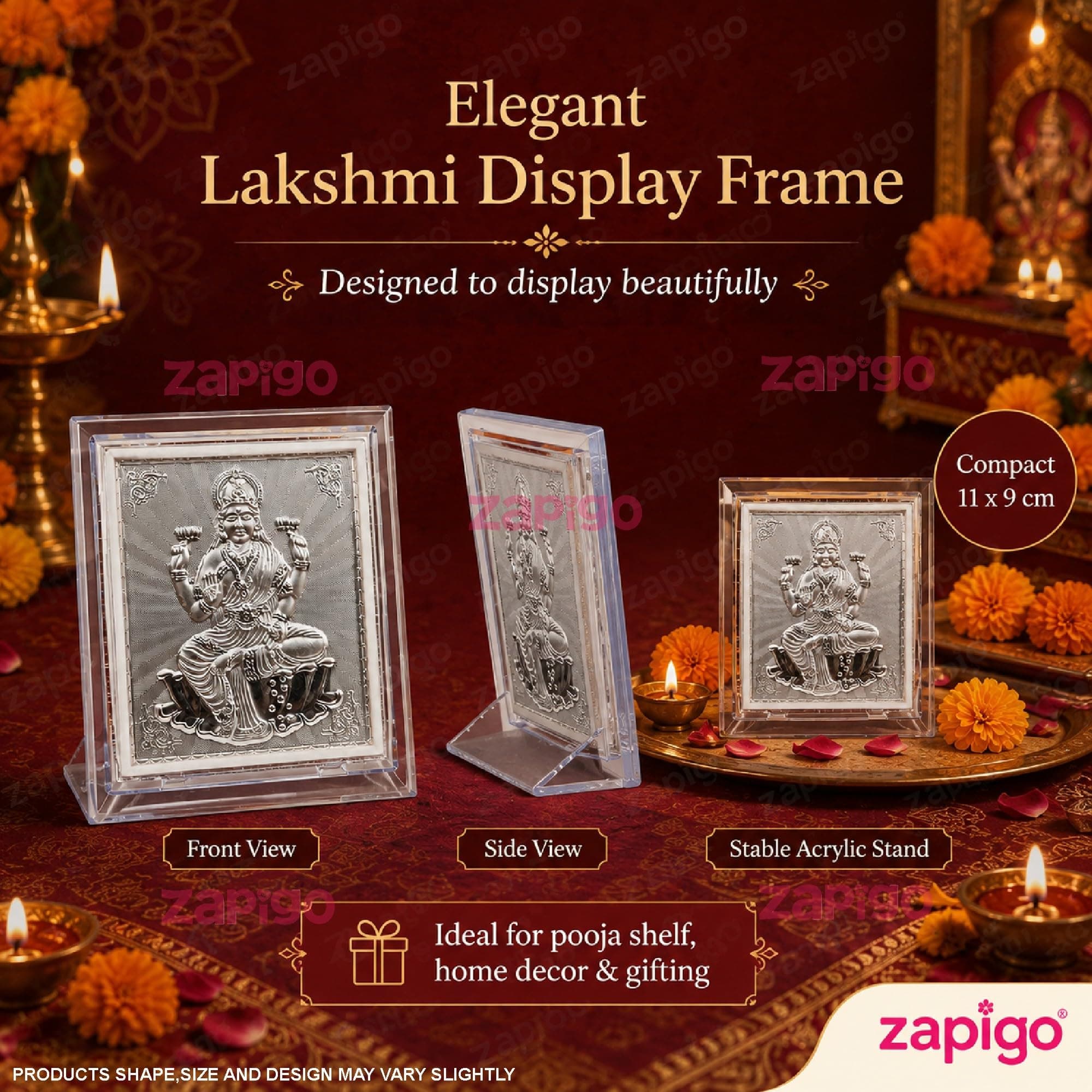 Habba Lakshmi Frame Pooja Return Gift Combo for Women, Lakshmi Kumkum, Carry Bag, Kumkum Set, Traditional Haldi Kumkum Tambulam Hamper for Varalakshmi Vratham, Weddings, Festivals, Pack of 5 thumbnail 3