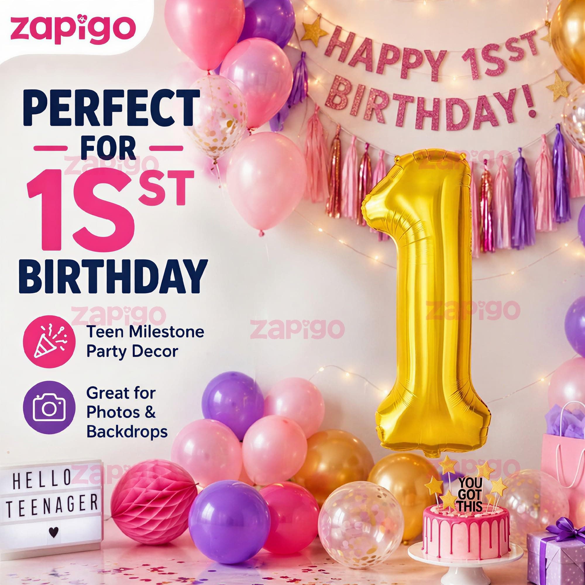 Balloonistics Gold Foil Number 1 Balloon – 16 Inch Golden Foil Number for Custom Age, Year & Phrase Party Decoration (Number 1) thumbnail 3