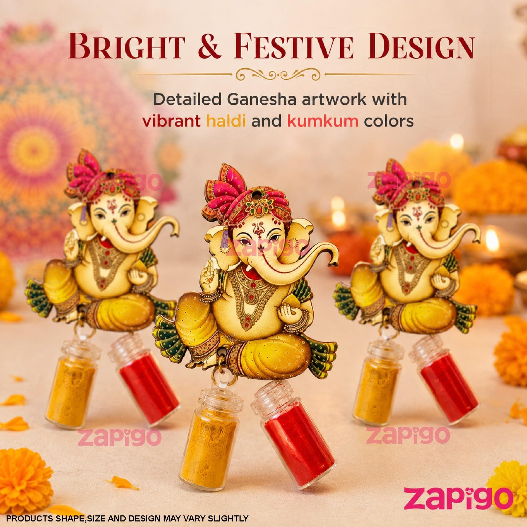 Habba Ganesha Kumkum Set, Traditional Haldi Kumkum Tambulam Return Gift for Women, Ideal for Weddings, Varalakshmi Vratham, Baby Showers, Navratri, Gruhapravesam, Sankranti, Pongal, Pack of 5 thumbnail 7