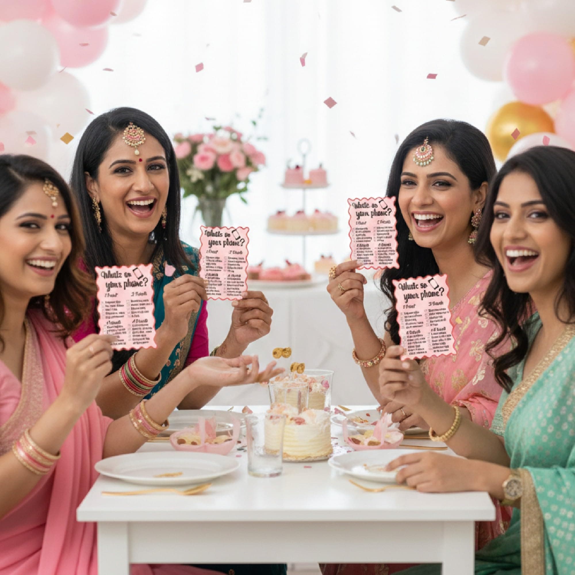 Balloonistics 2-in-1 Bridal Shower Game Cards – Pack of 10 Double-Sided Cards – “What’s on Your Phone?” & “Favourite Memory with the Bride” – Premium Pink Floral Bachelorette & Hens Party Supplies thumbnail 5