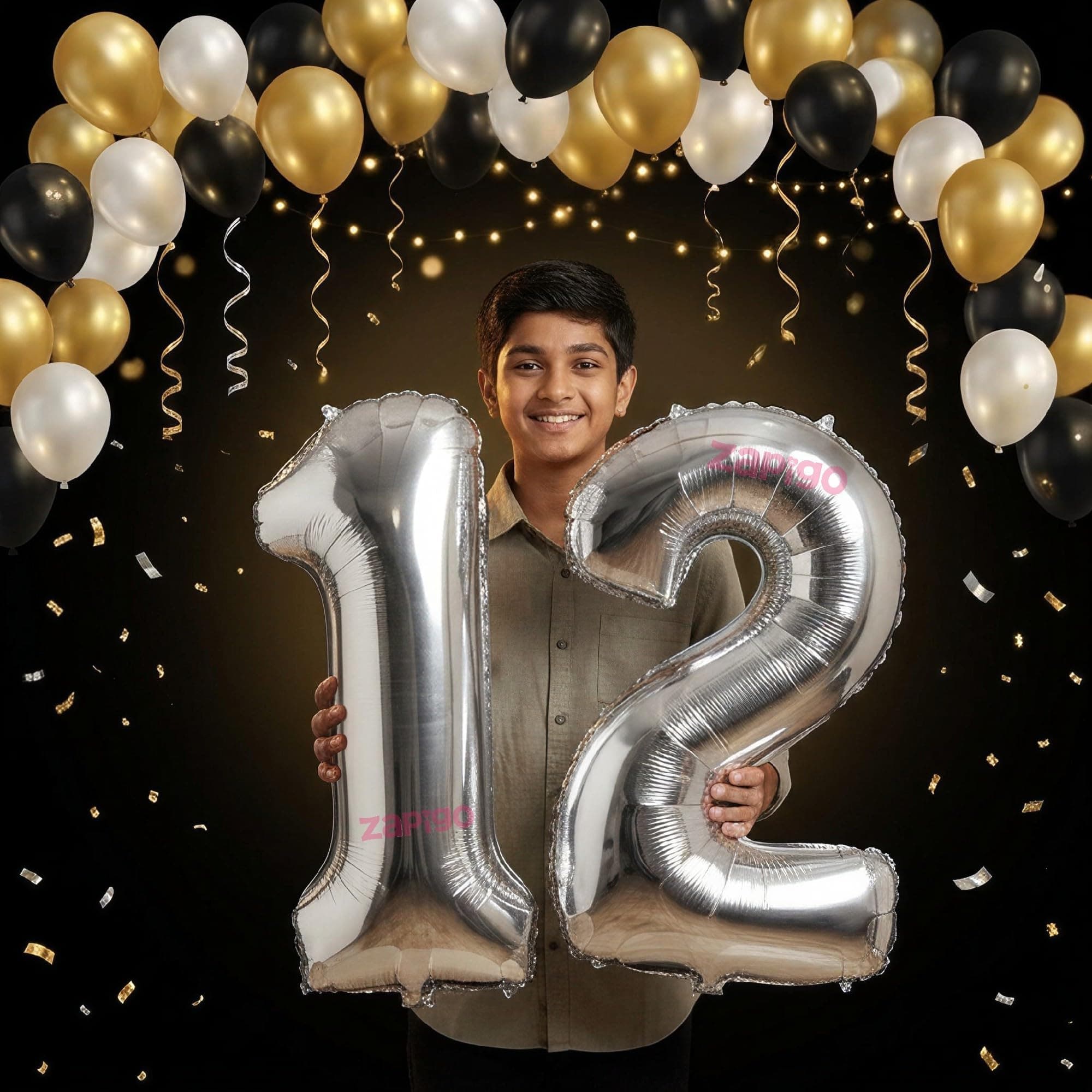 Balloonistics Silver 40-Inch Foil Number 12 Balloon - Fill with Helium or Air for 12th Birthday, Anniversary Party Decoration, Photo Booth Backdrop, Cake Table Decor thumbnail 1