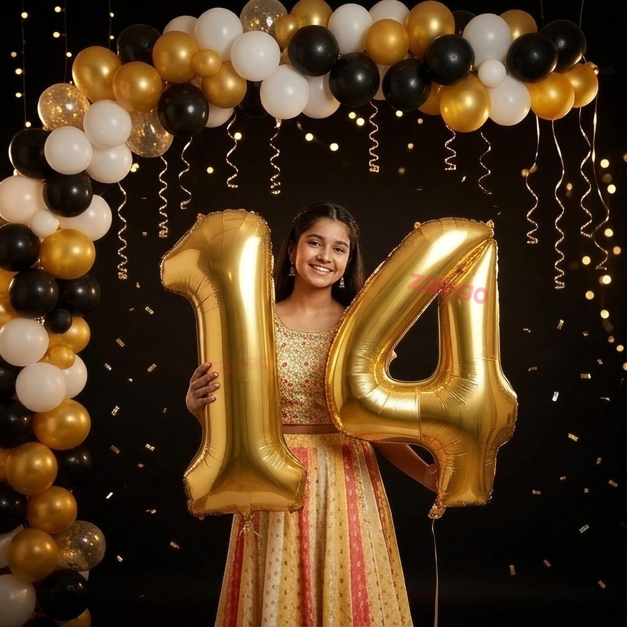 Balloonistics Gold 40-Inch Foil Number 14 Balloon - Fill with Helium or Air for 14th Birthday, Anniversary Party Decoration, Photo Booth Backdrop, Cake Table Decor thumbnail 1