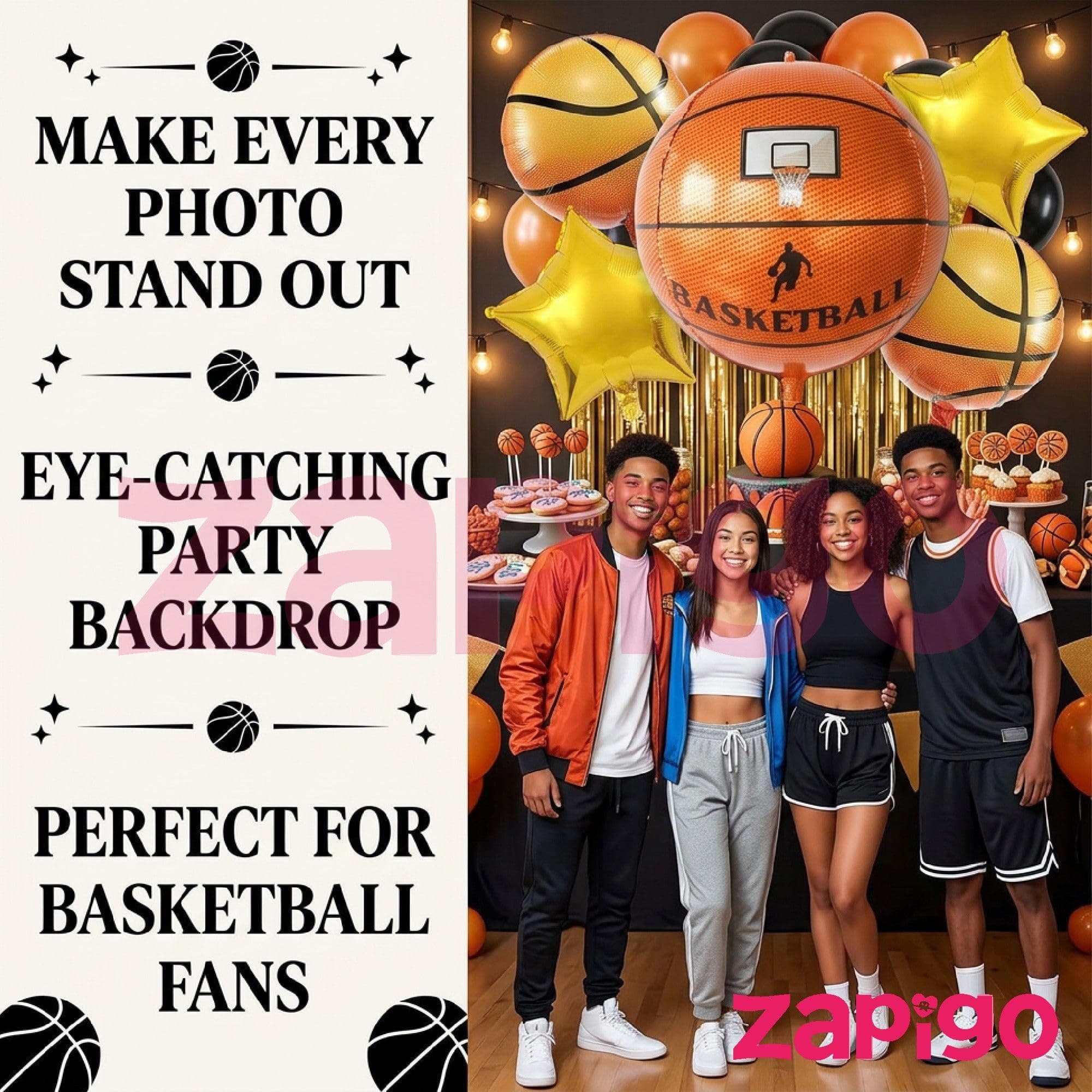 Balloonistics Basketball Theme Happy Birthday Balloon Bouquet Pack Of 5 thumbnail 5