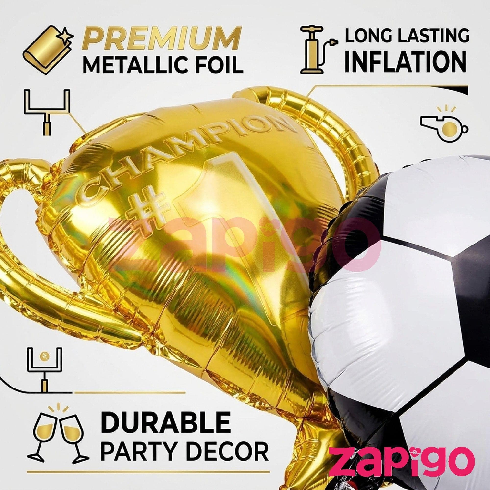 Balloonistics Football Worl Cup Theme Birthday Balloon Bouquet | Football Birthday Party Decoration | Soccer Sports Birthday Balloon Set | Pack of 5 thumbnail 4
