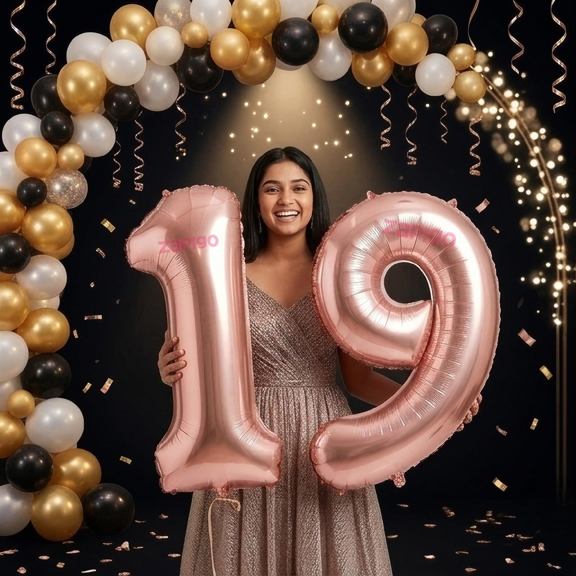 Balloonistics Rose Gold 40-Inch Foil Number 19 Balloon - Helium or Air Fill for 19th Birthday, Anniversary Party Decoration, Photo Booth Backdrop, Cake Table Decor thumbnail 1