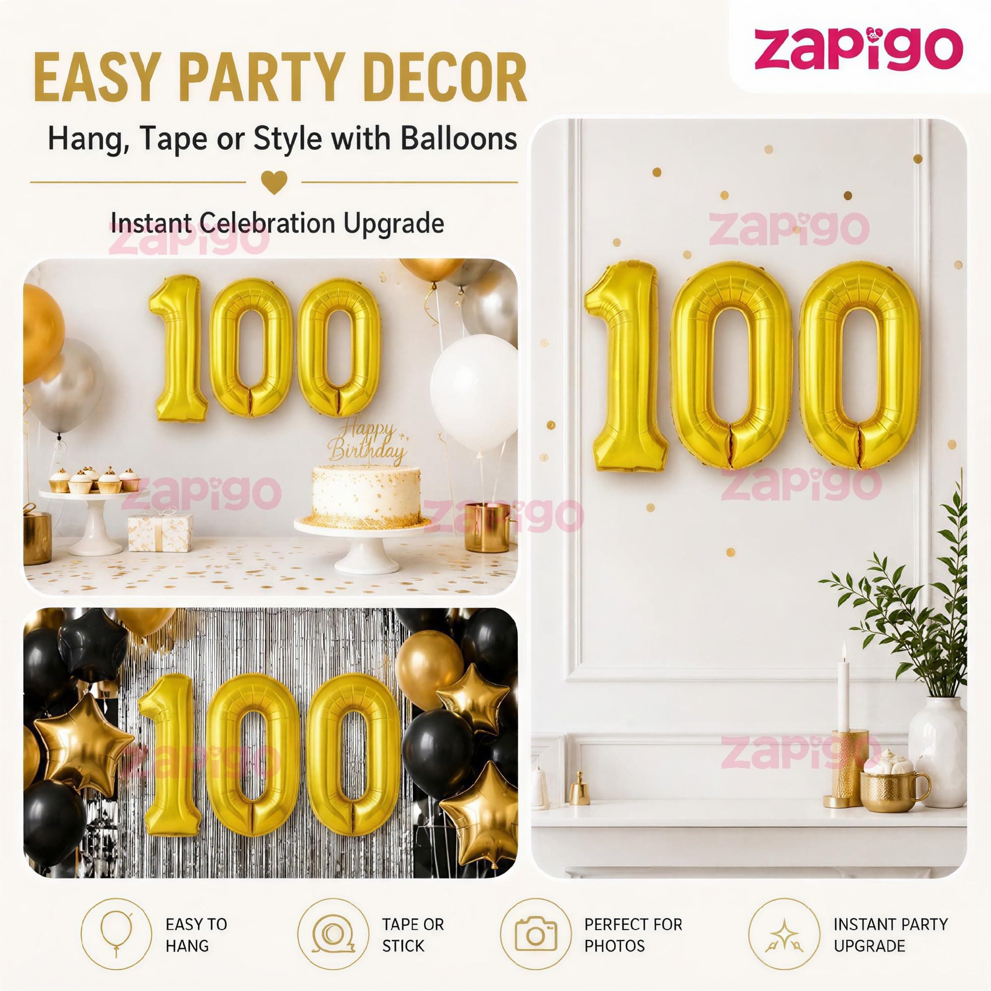Balloonistics Gold Foil Number 100 Balloon – 16 Inch Golden Foil Number for Custom Age, Year & Phrase Party Decoration (Number 100) thumbnail 7
