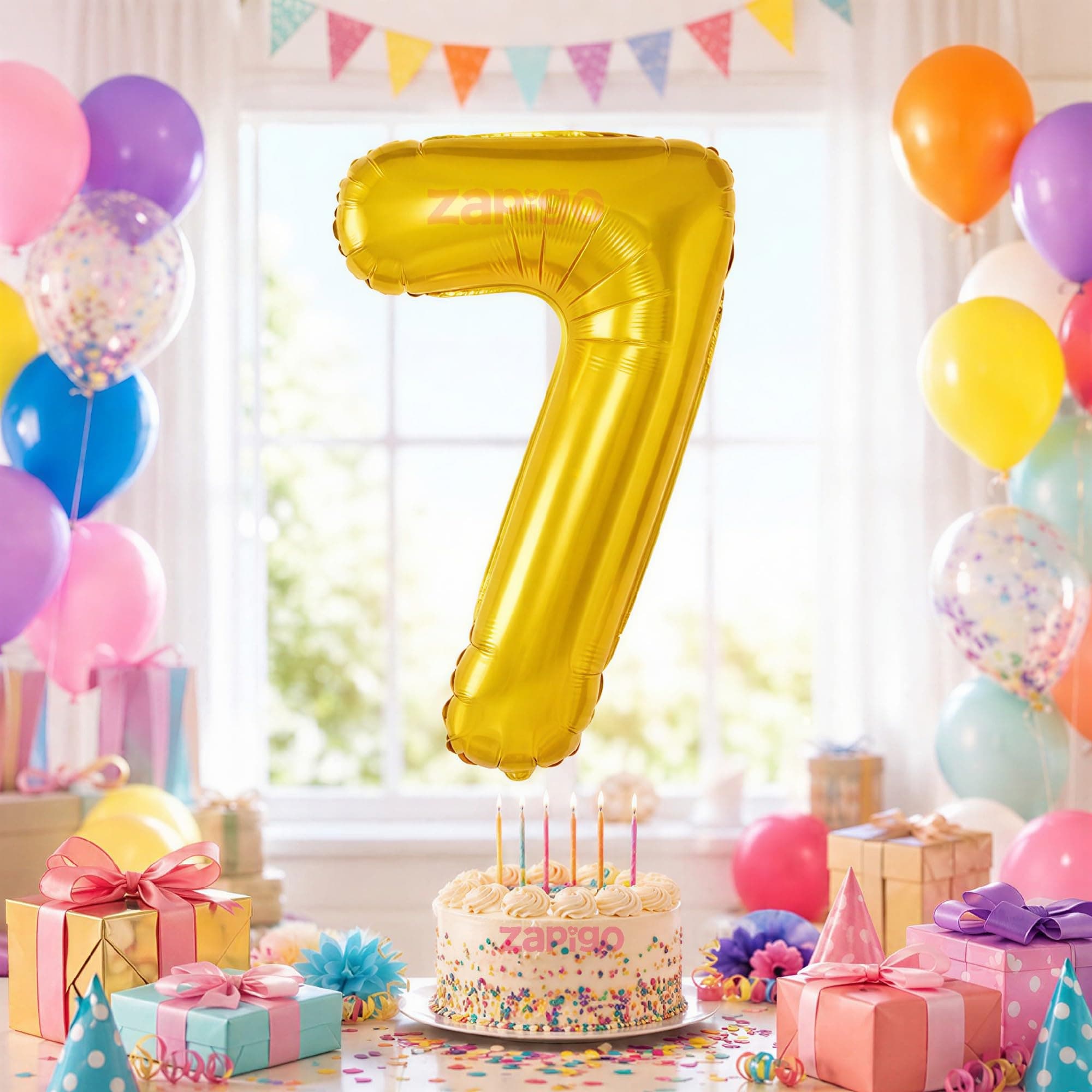 Balloonistics Gold Foil Number 7 Balloon – 16 Inch Golden Foil Number for Custom Age, Year & Phrase Party Decoration (Number 7) thumbnail 1