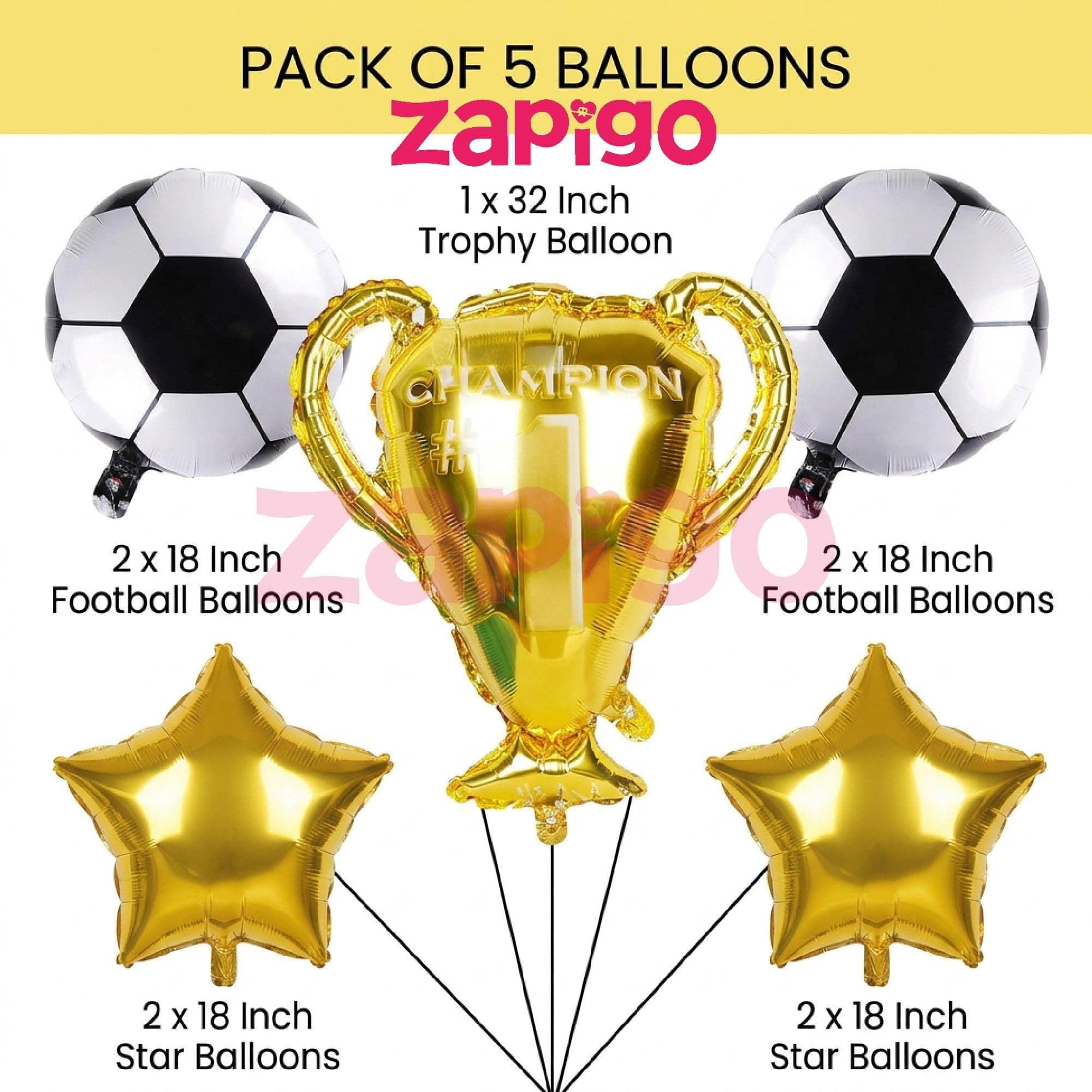 Balloonistics Football Worl Cup Theme Birthday Balloon Bouquet | Football Birthday Party Decoration | Soccer Sports Birthday Balloon Set | Pack of 5 thumbnail 3