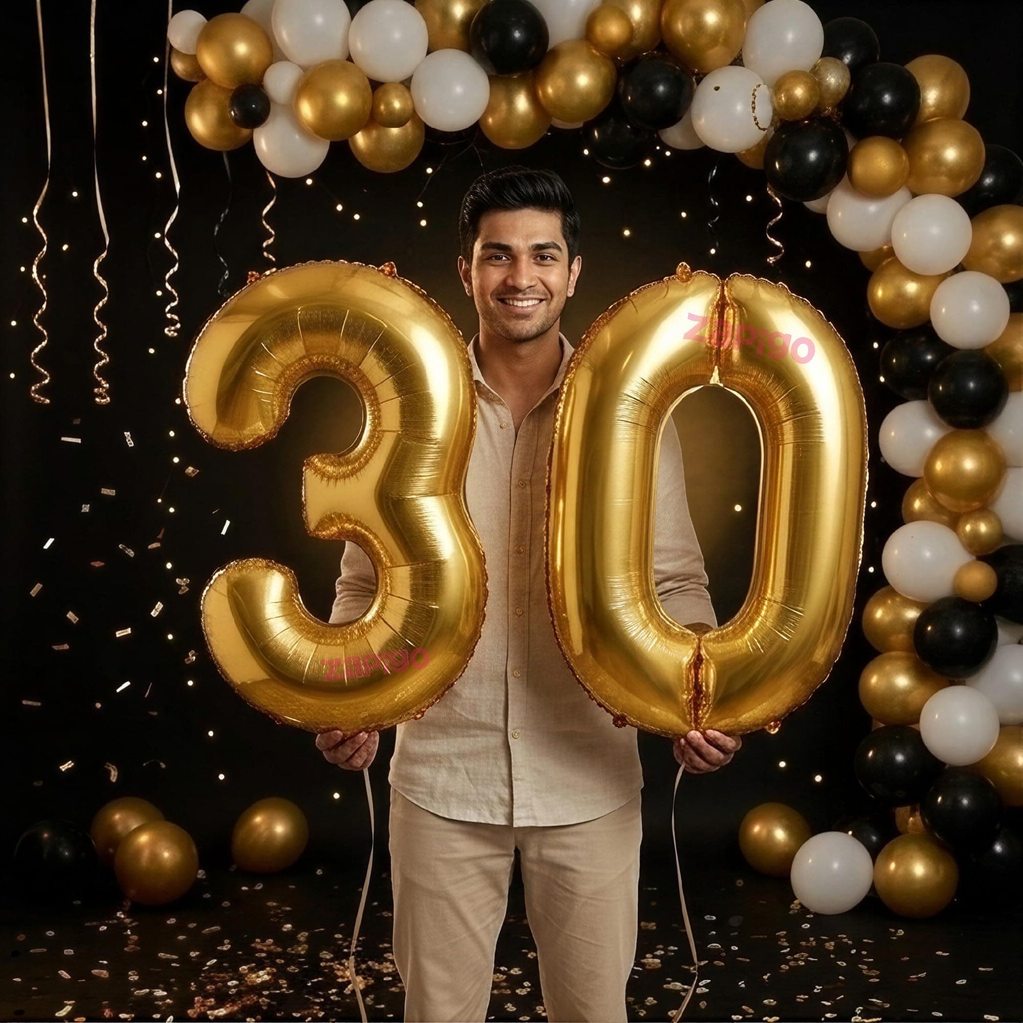 Balloonistics Gold 40-Inch Foil Number 30 Balloon - Fill with Helium or Air for 30th Birthday, Anniversary Party Decoration, Photo Booth Backdrop, Cake Table Decor thumbnail 1