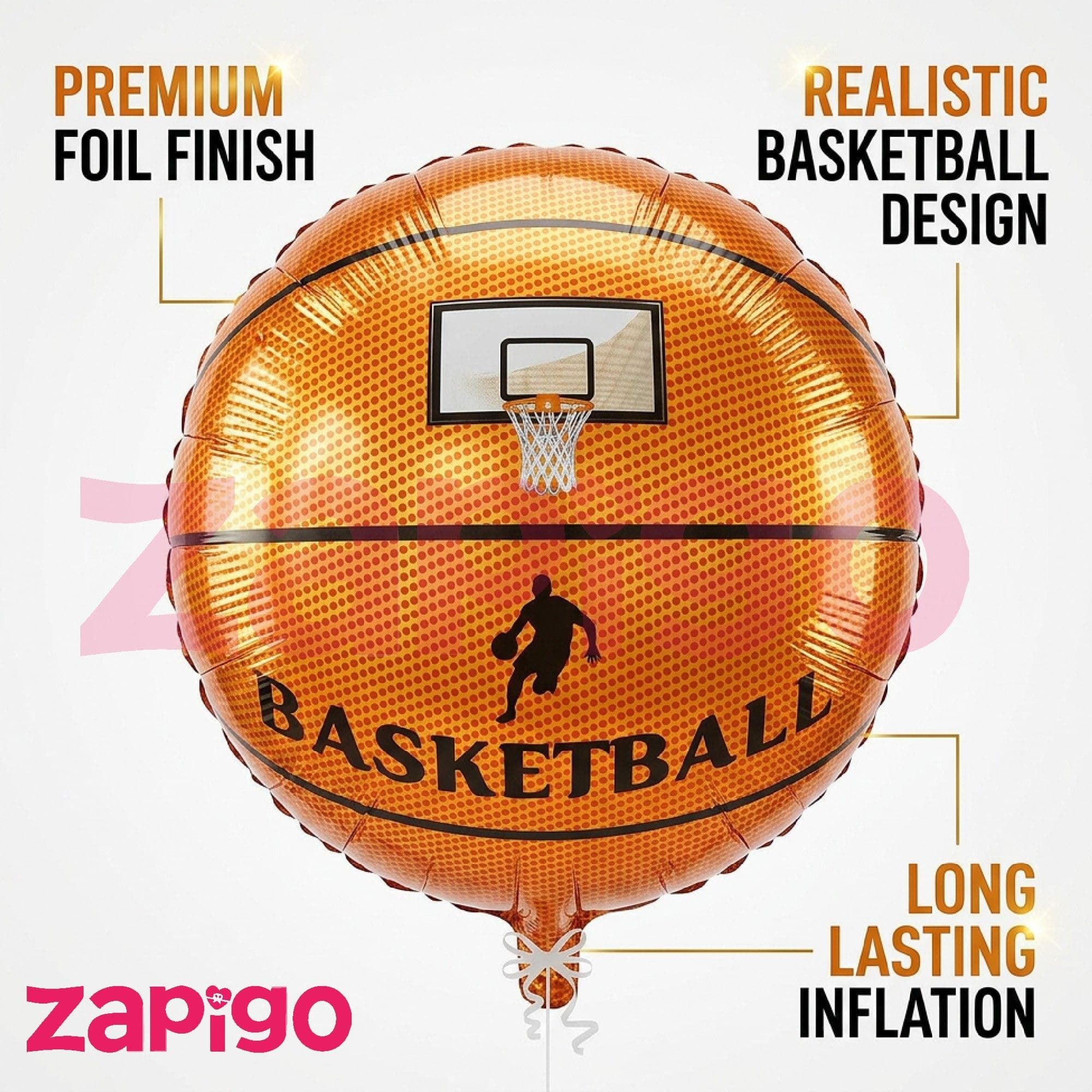 Balloonistics Basketball Theme Happy Birthday Balloon Bouquet Pack Of 5 thumbnail 4