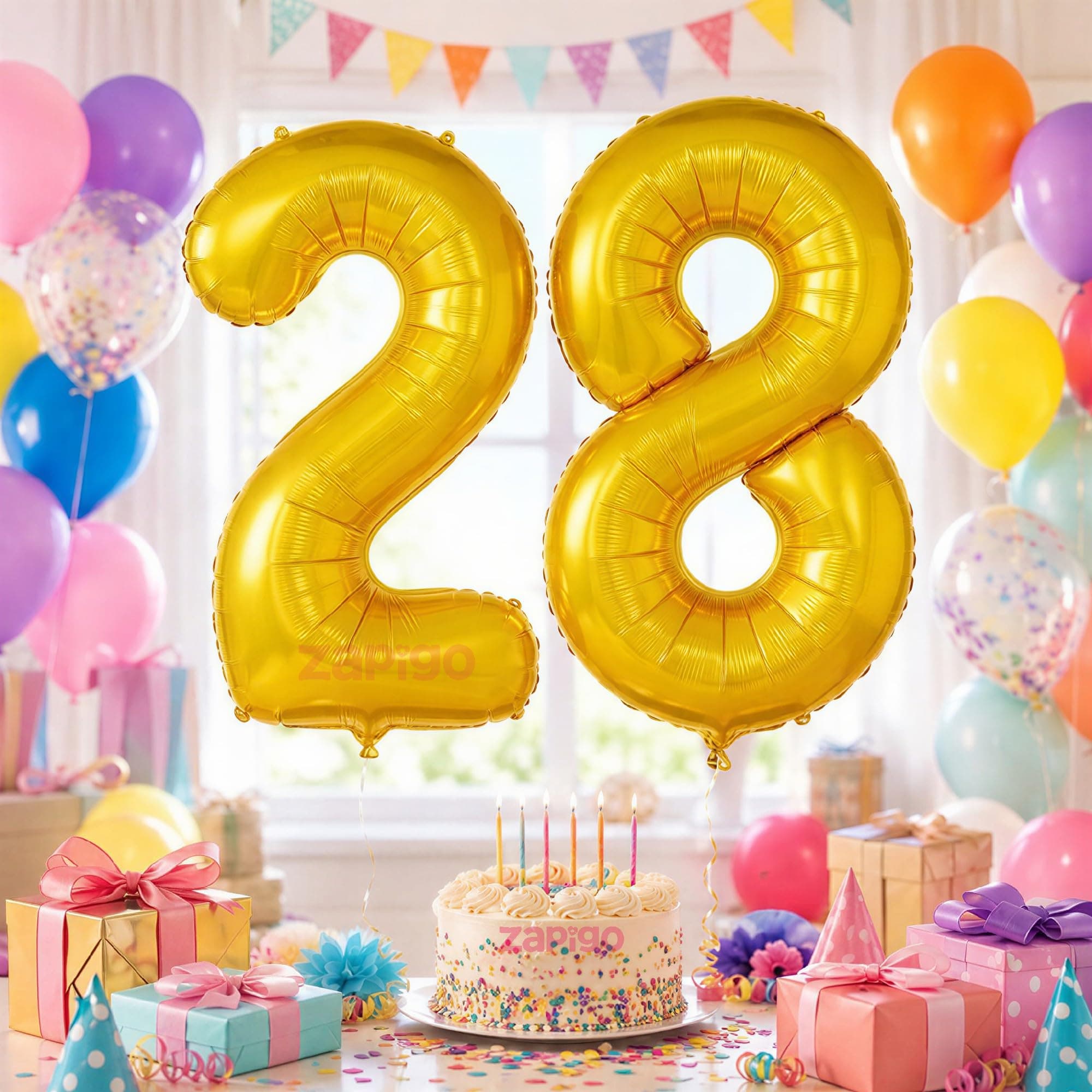 Balloonistics Gold Foil Number 28 Balloon | 16 Inch | Birthday & Anniversary Party Decoration thumbnail 1