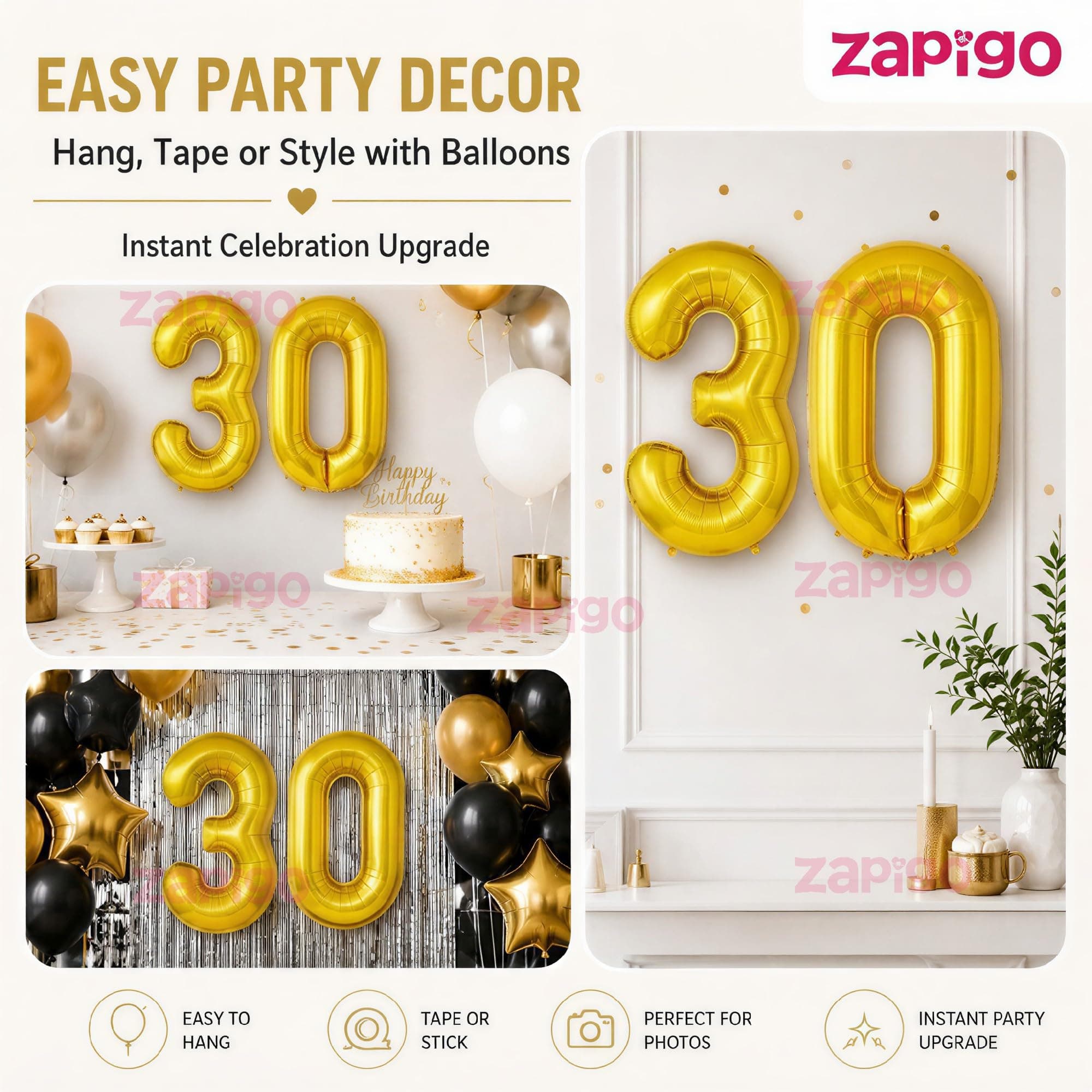 Balloonistics Number 30 Gold Foil Balloon – 17-Inch Metallic '30' Balloon Pack of 2 for 30th Birthday, Dirty Thirty & Milestone Party Decoration thumbnail 7
