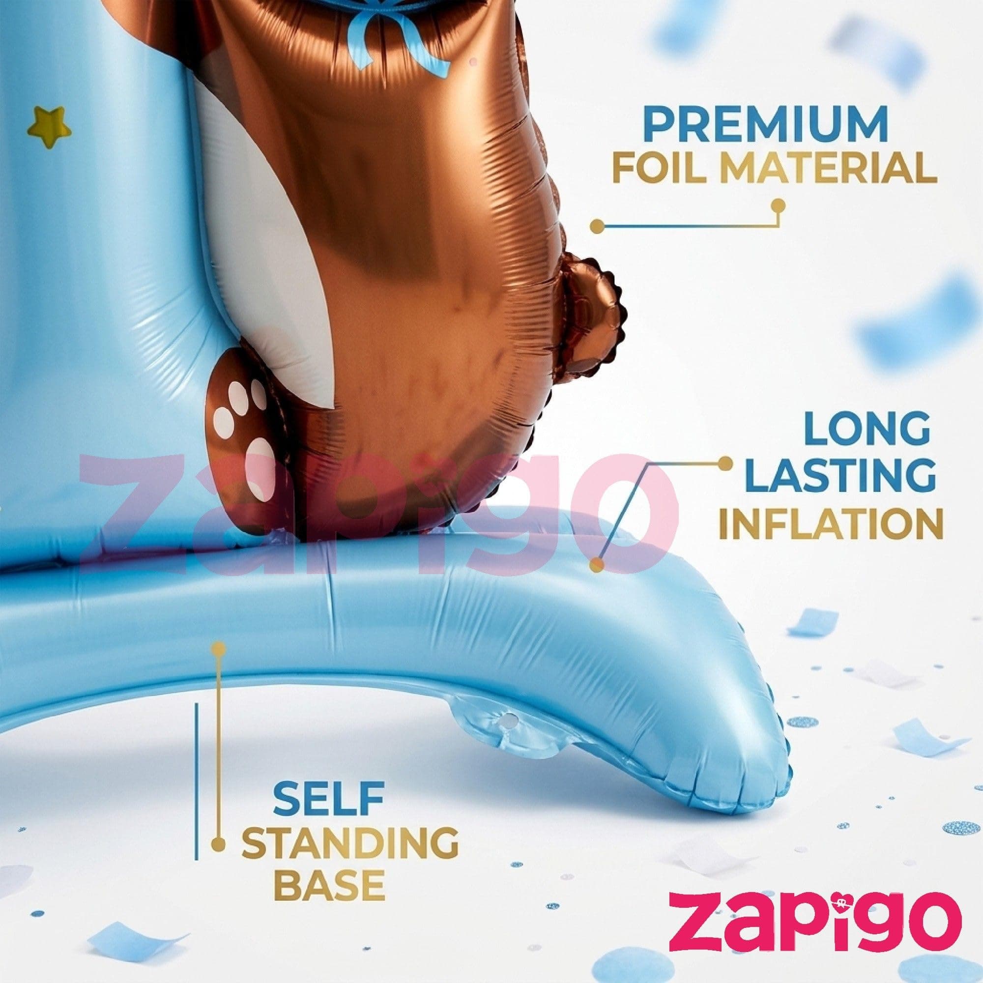 Balloonistics Number 1 Self Standing Blue Foil Balloon With Teddy Bear thumbnail 5
