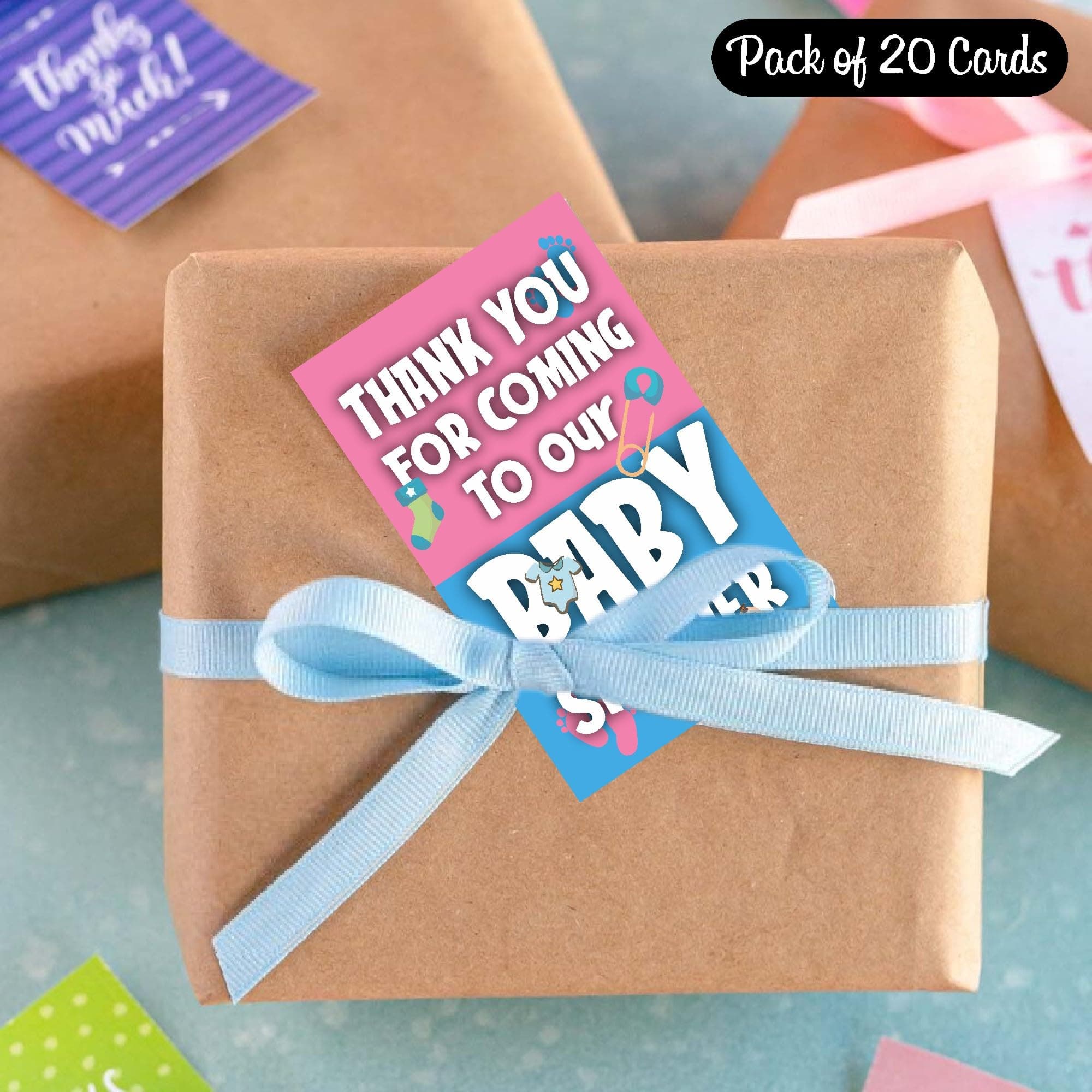 Balloonistics Baby Shower Thank You Cards - Pack of 20 Premium Matte Note Cards with Elegant Pastel Accents - ,Floral, or Nursery Theme Stationery. (Thank you Cards - Pack of 20) thumbnail 3
