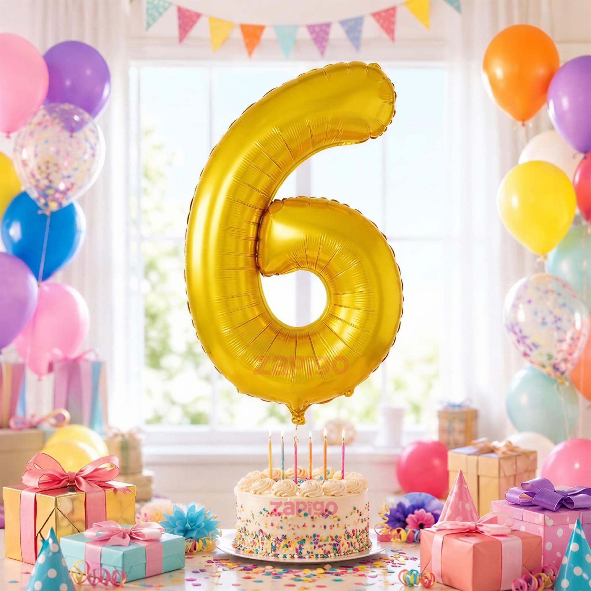 Balloonistics Gold Foil Number 6 Balloon – 16 Inch Golden Foil Number for Custom Age, Year & Phrase Party Decoration (Number 6) thumbnail 1