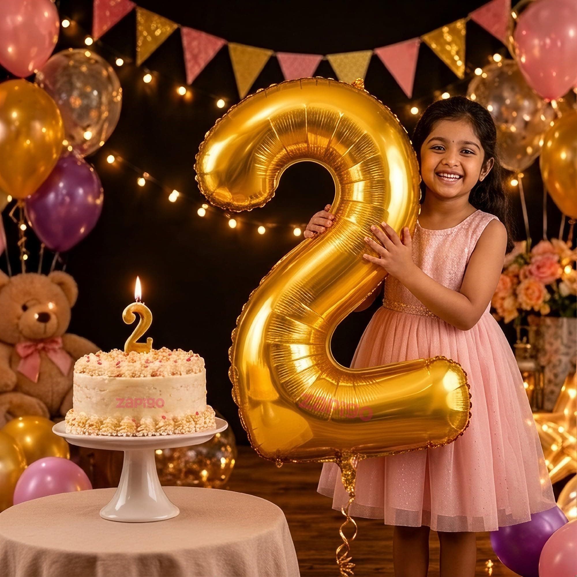 Balloonistics Gold 40-Inch Foil Number 2 Balloon with Matching Number Candle - Combo Set for 2nd Birthday, Anniversary, Party Decoration, Photo Booth Backdrop, Cake Table Decor thumbnail 1