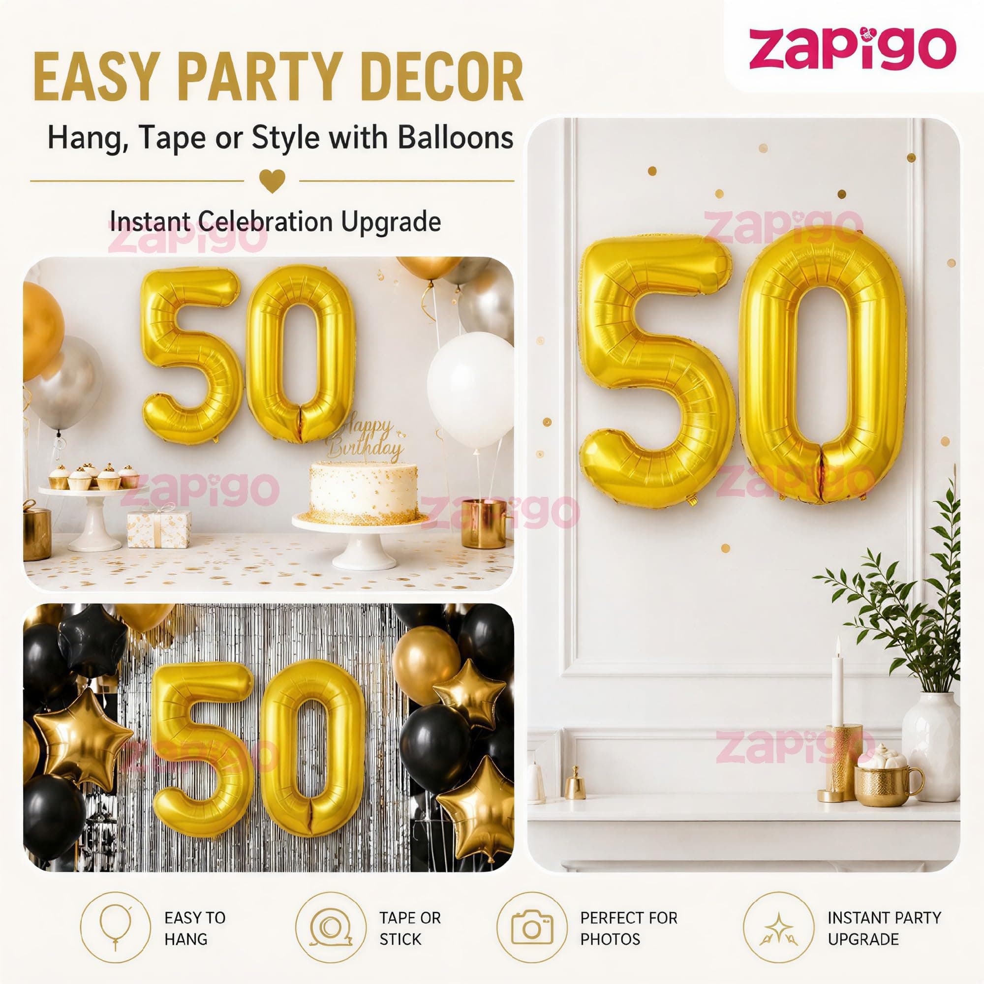 Balloonistics Gold 50 inch foil Number (Gold Number 16 Inches, Number 50) thumbnail 7