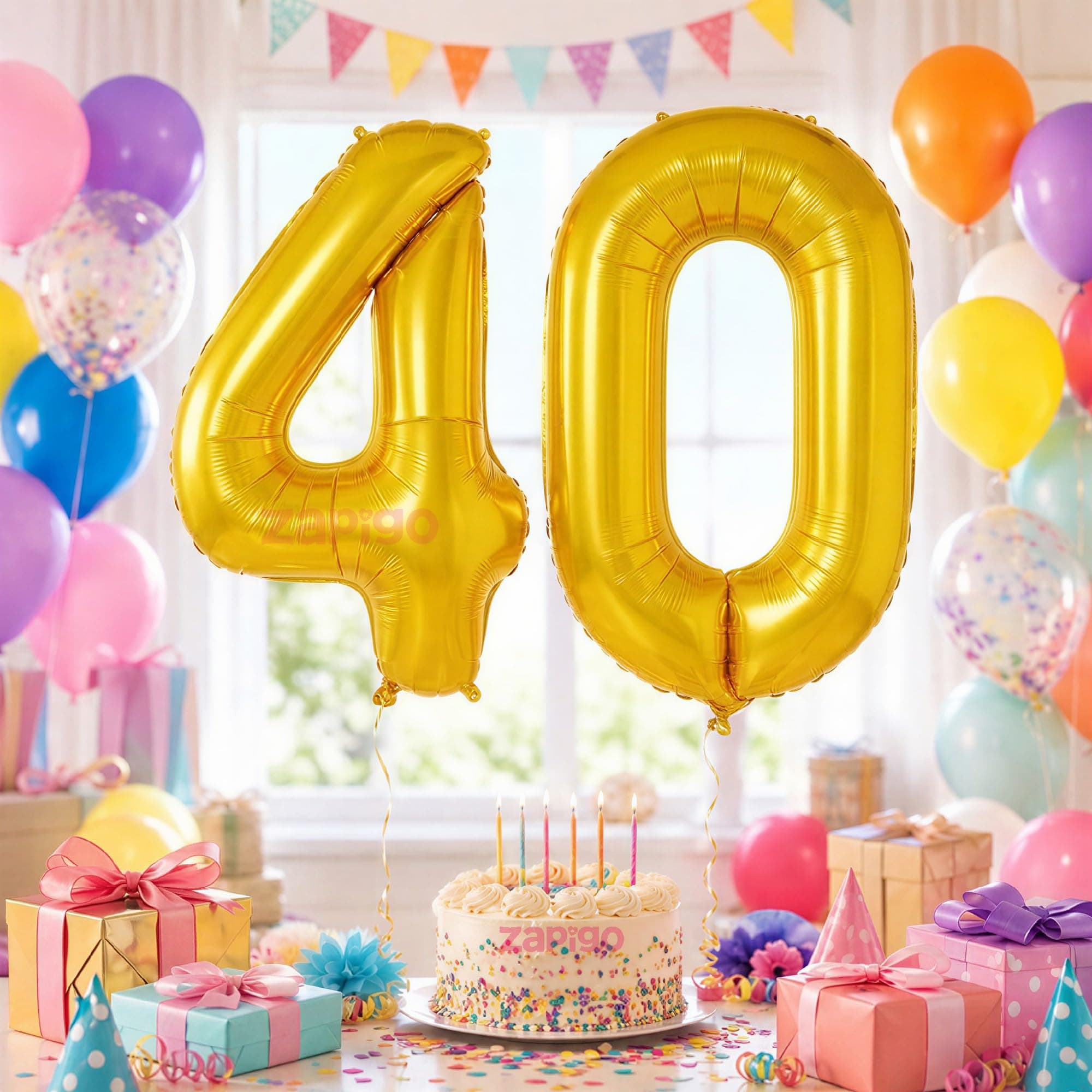 Balloonistics Number 40 Gold Foil Balloon – 17-Inch Metallic '40' Balloon Pack of 2 for 40th Birthday, Fabulous Forty & Milestone Party Decoration thumbnail 1