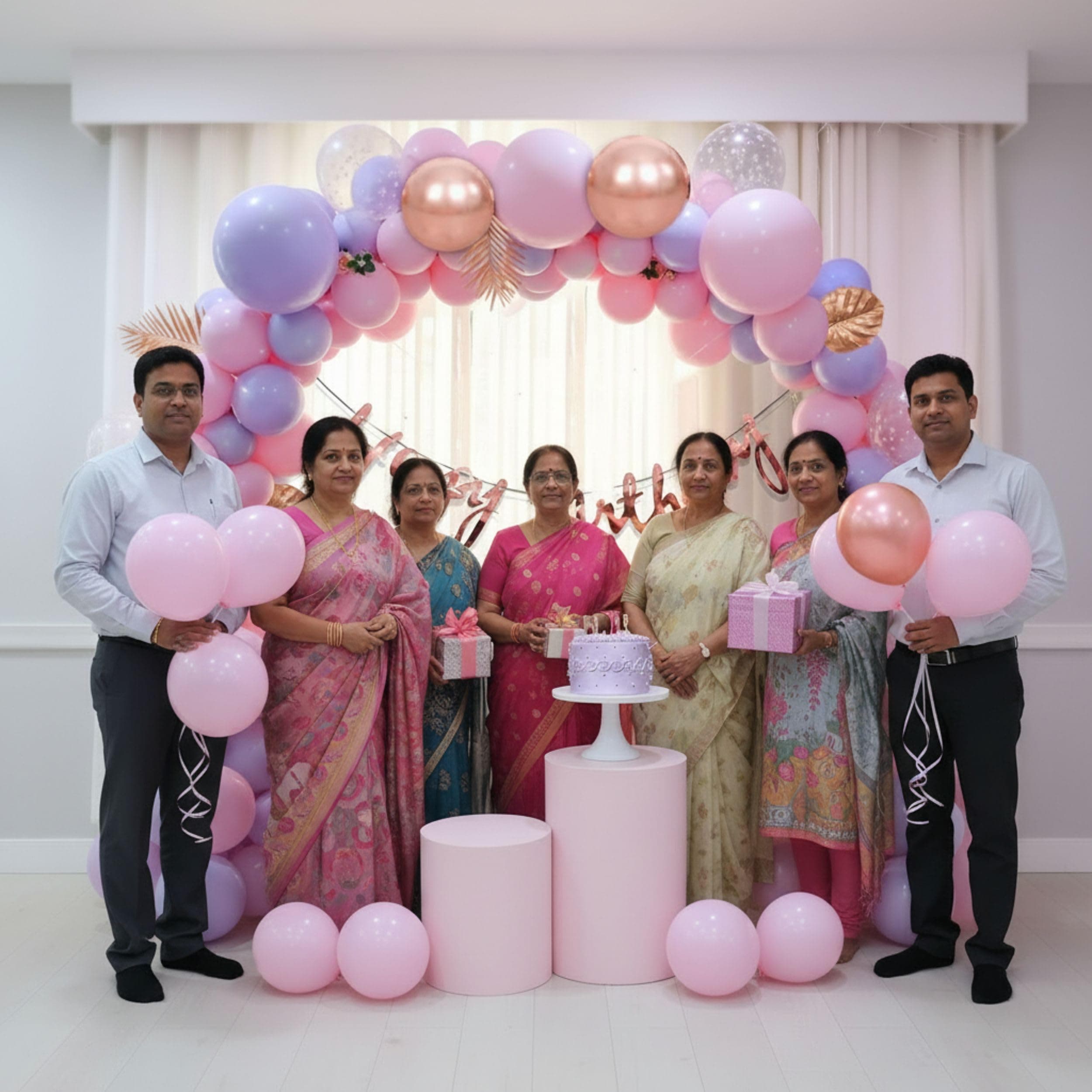 Balloonistics 60 Pcs Rose Gold, Purple & Pink Balloon Garland Kit for Girls – Happy Birthday Banner Included – Birthday Decoration Set for Kids & Adults thumbnail 5
