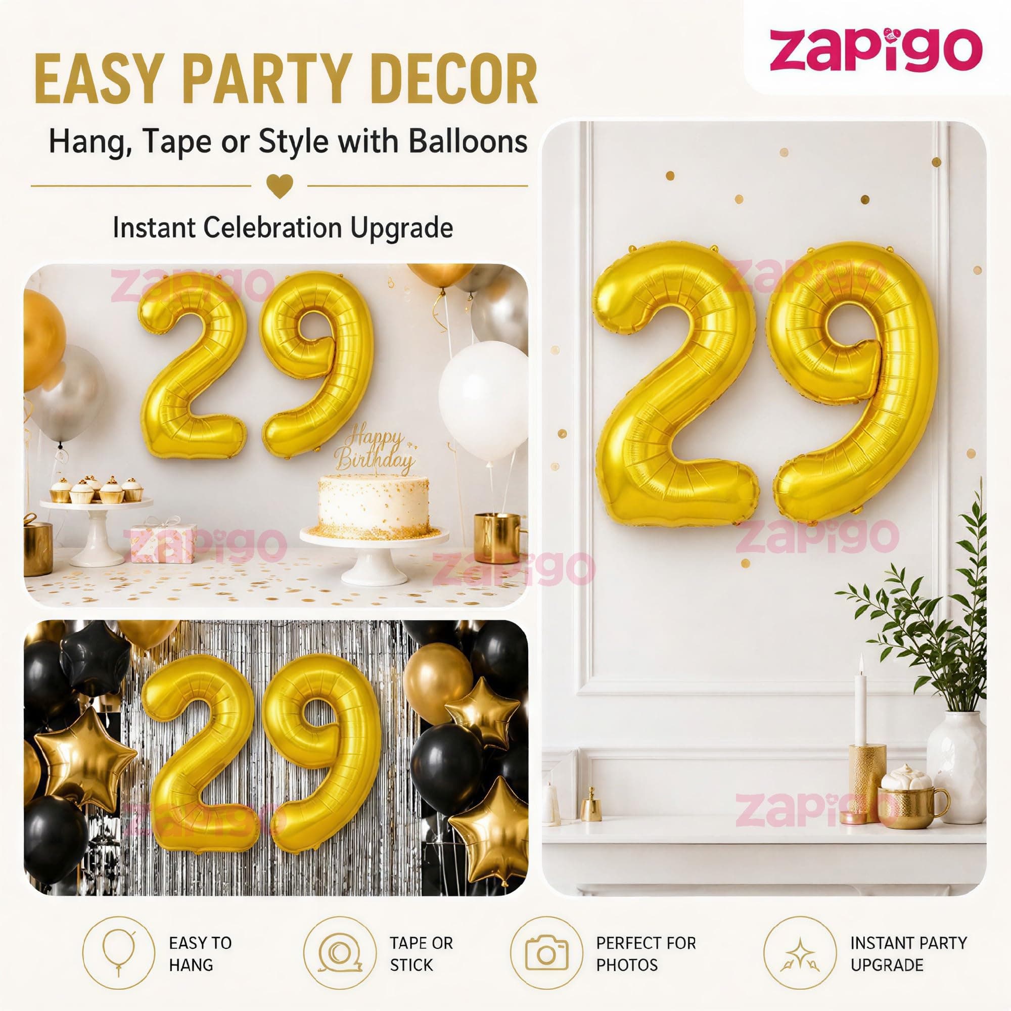 Balloonistics Number 29 Gold Foil Balloon – 17-Inch Metallic Gold “29” Balloon for 29th Birthday & Last Year of Twenties Party Decorations (Gold, Pack of 2) thumbnail 7