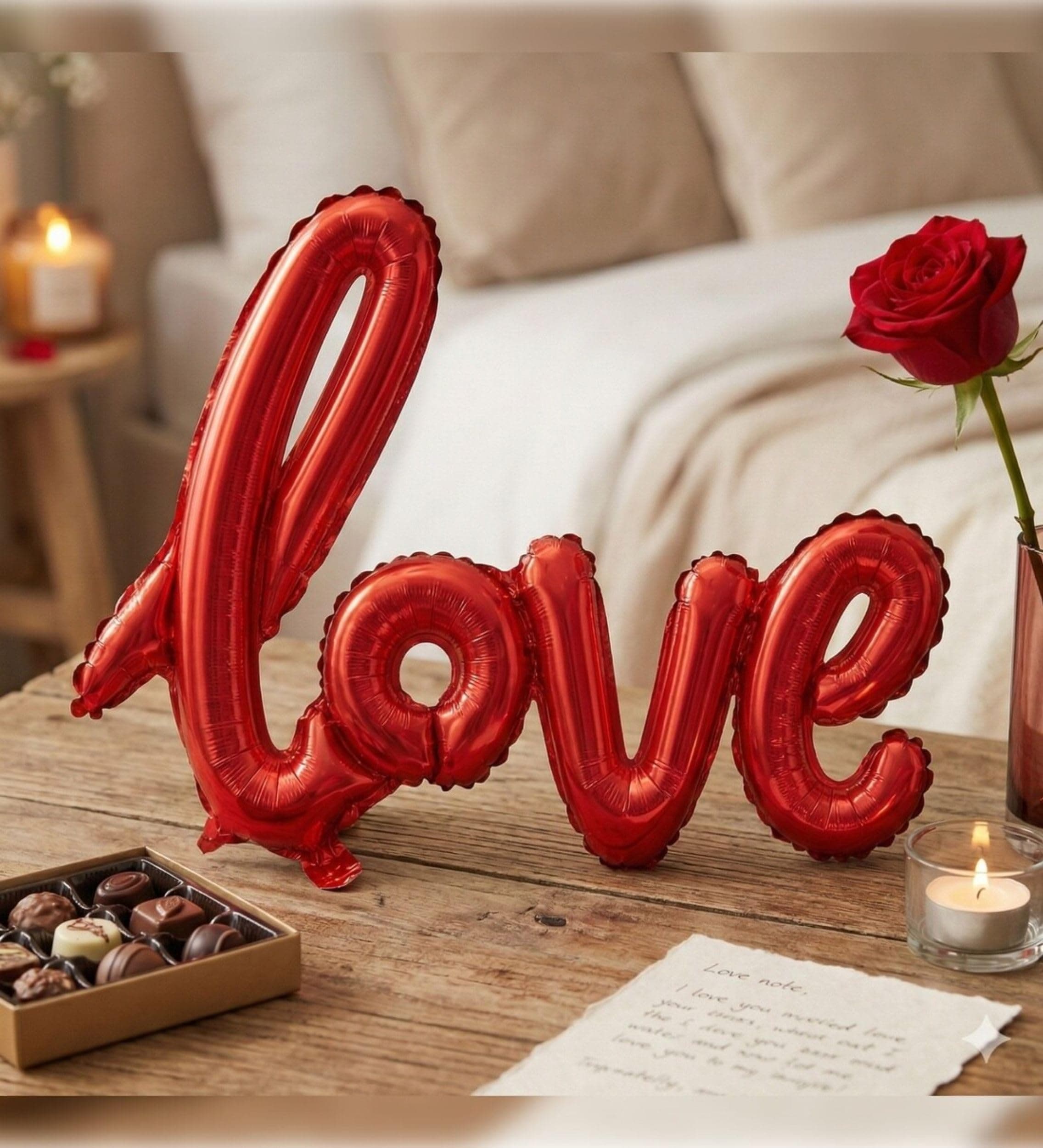 Balloonistics Romantic Love Decoration Kit - 12 Pcs Red Heart & Love Foil Balloon Set - Perfect for Valentine’s Day, Anniversaries & Proposals thumbnail 5