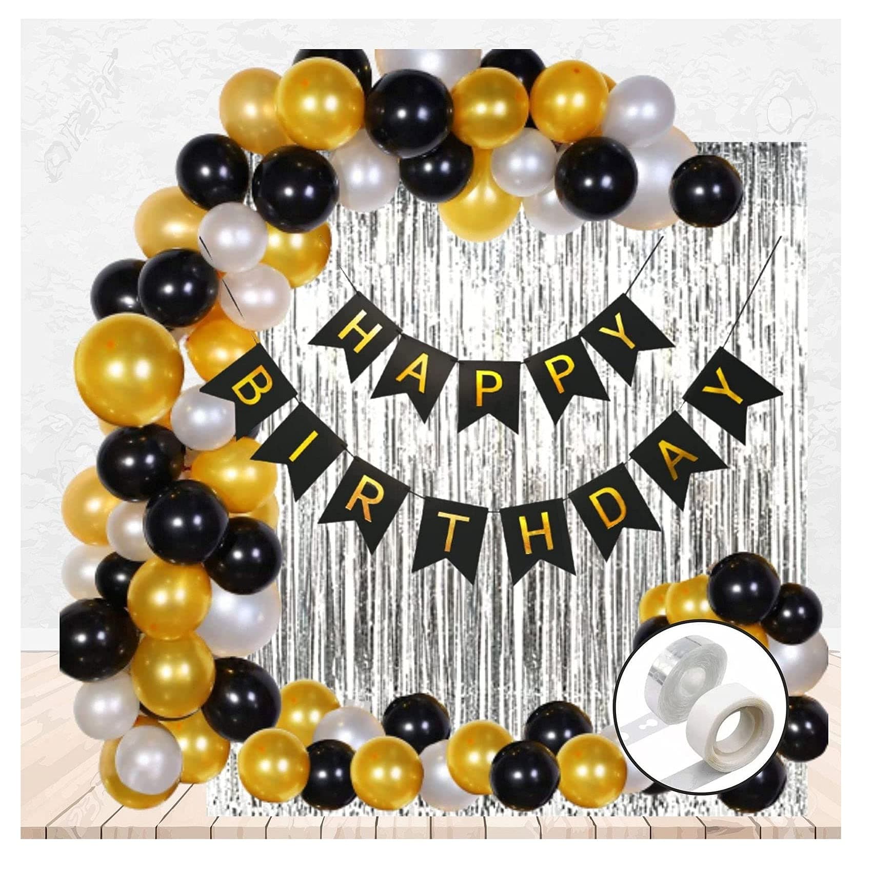 Balloonistics Black Happy Birthday Decoration Kit – Balloons, Banner & Party Supplies for Stylish Black Theme Birthday Celebration thumbnail 1