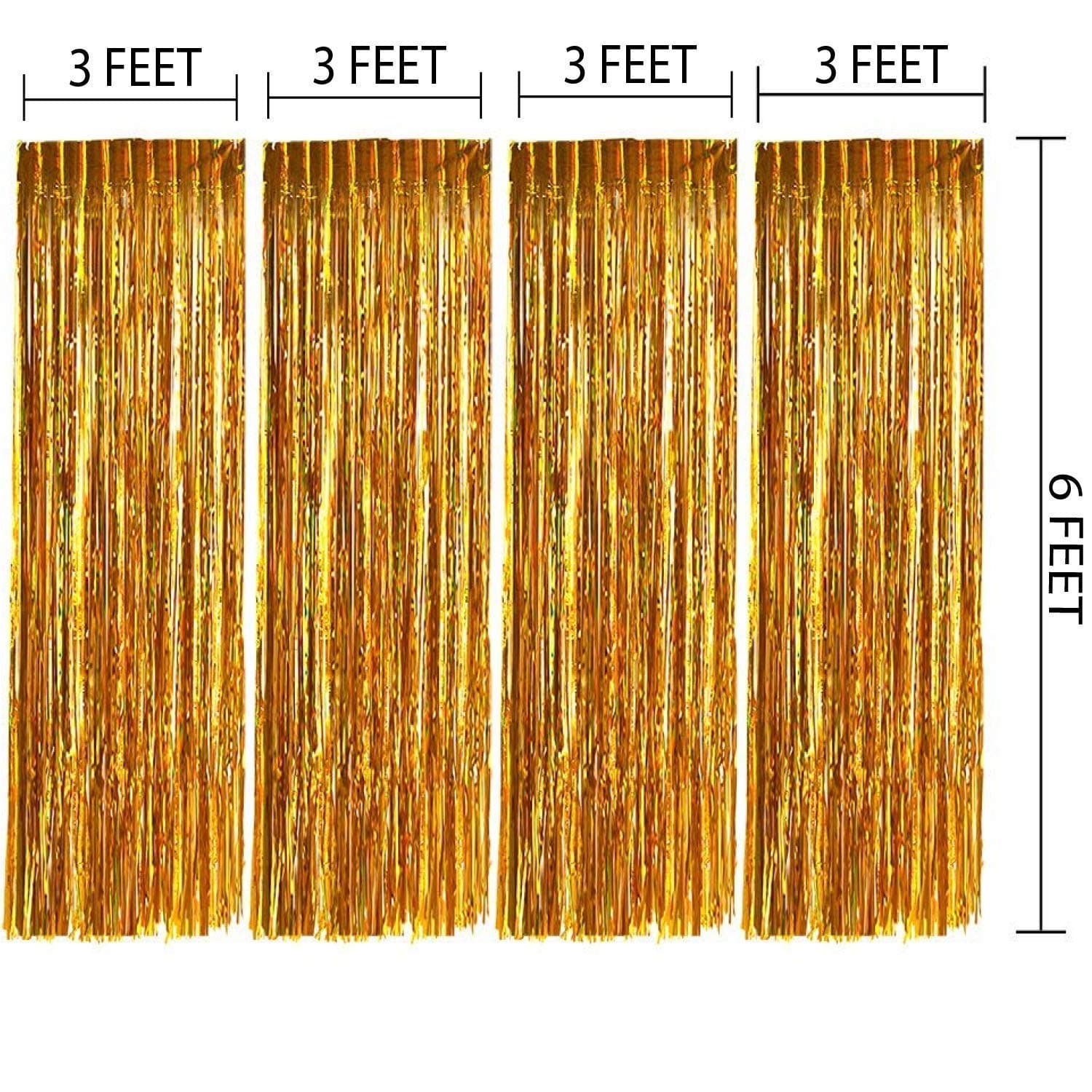 Balloonistics Gold Metallic Fringe Foil Curtain – Set of 4, 3x6 Ft Backdrop for Birthday, Anniversary & Bachelorette Decoration thumbnail 3