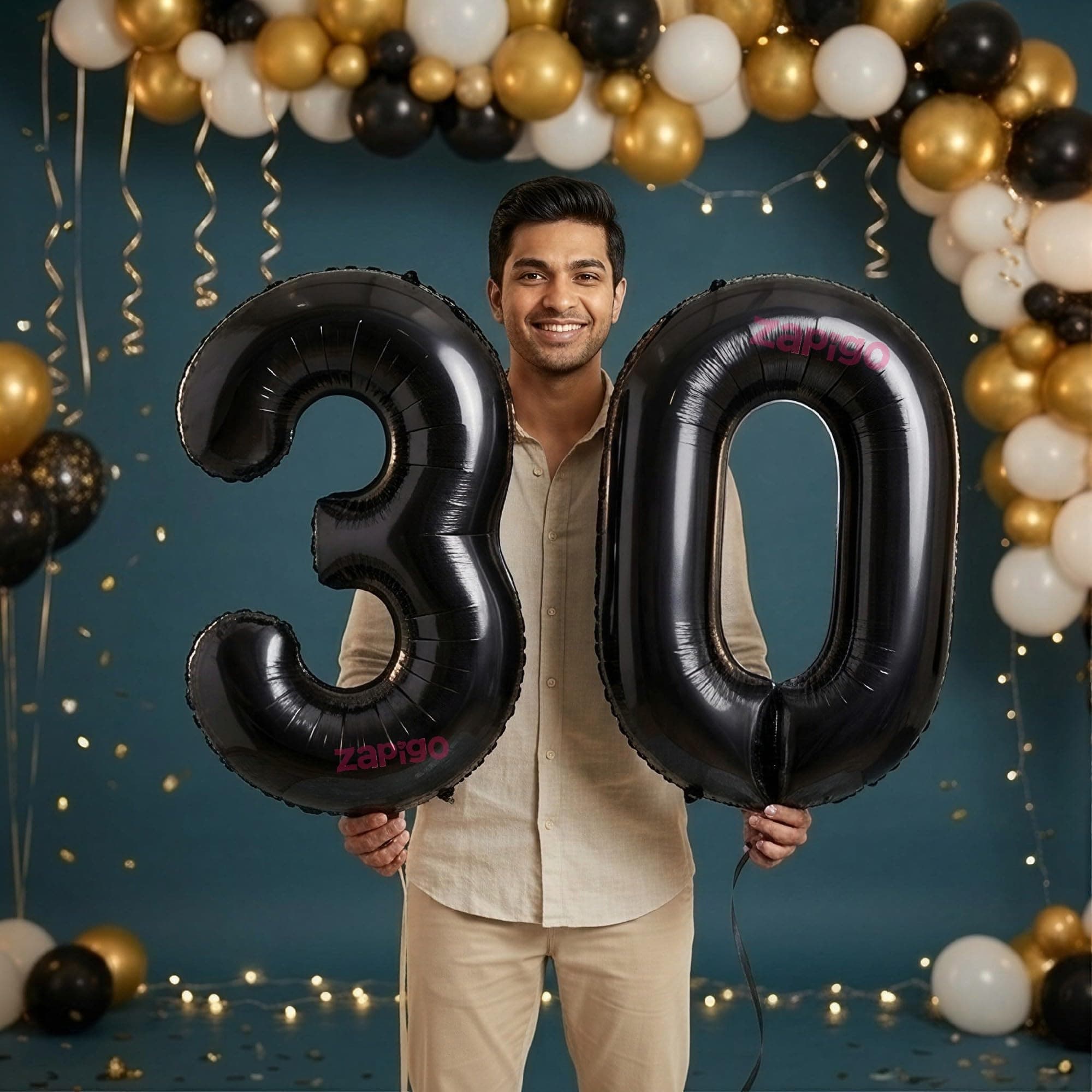 Balloonistics Black 40-Inch Foil Number 30 Balloon - Helium or Air Fill for 30th Birthday, Anniversary Party Decoration, Photo Booth Backdrop, Cake Table Decor thumbnail 1
