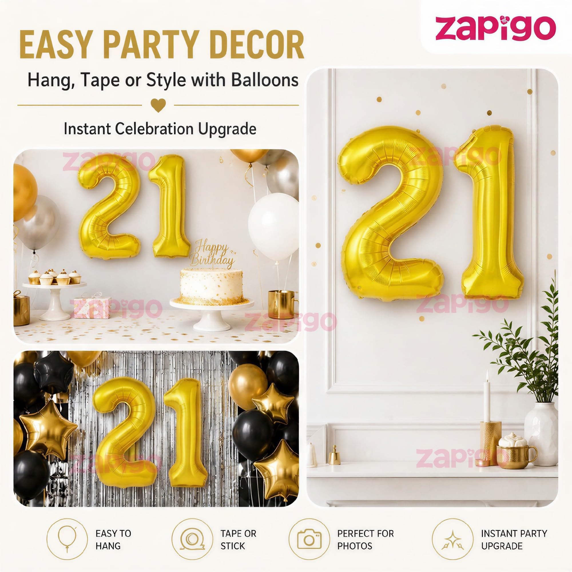 Balloonistics Number 21 Gold Foil Balloon – 17-Inch Metallic Gold “21” Balloon for 21st Birthday, Coming-of-Age & Milestone Party Decorations (Gold, Pack of 2) thumbnail 7