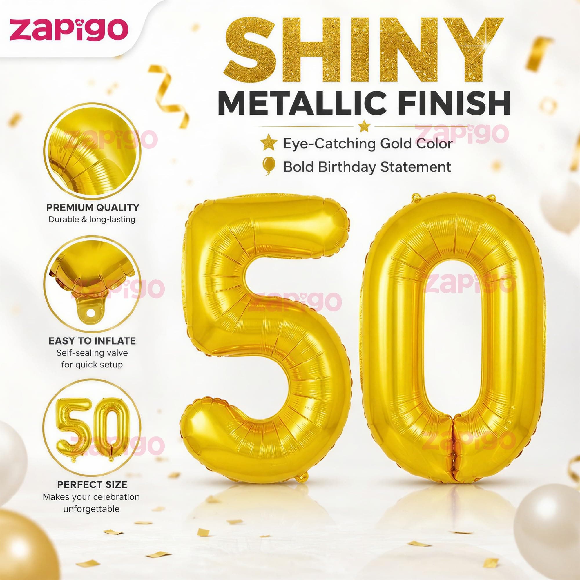 Balloonistics Gold 50 inch foil Number (Gold Number 16 Inches, Number 50) thumbnail 6