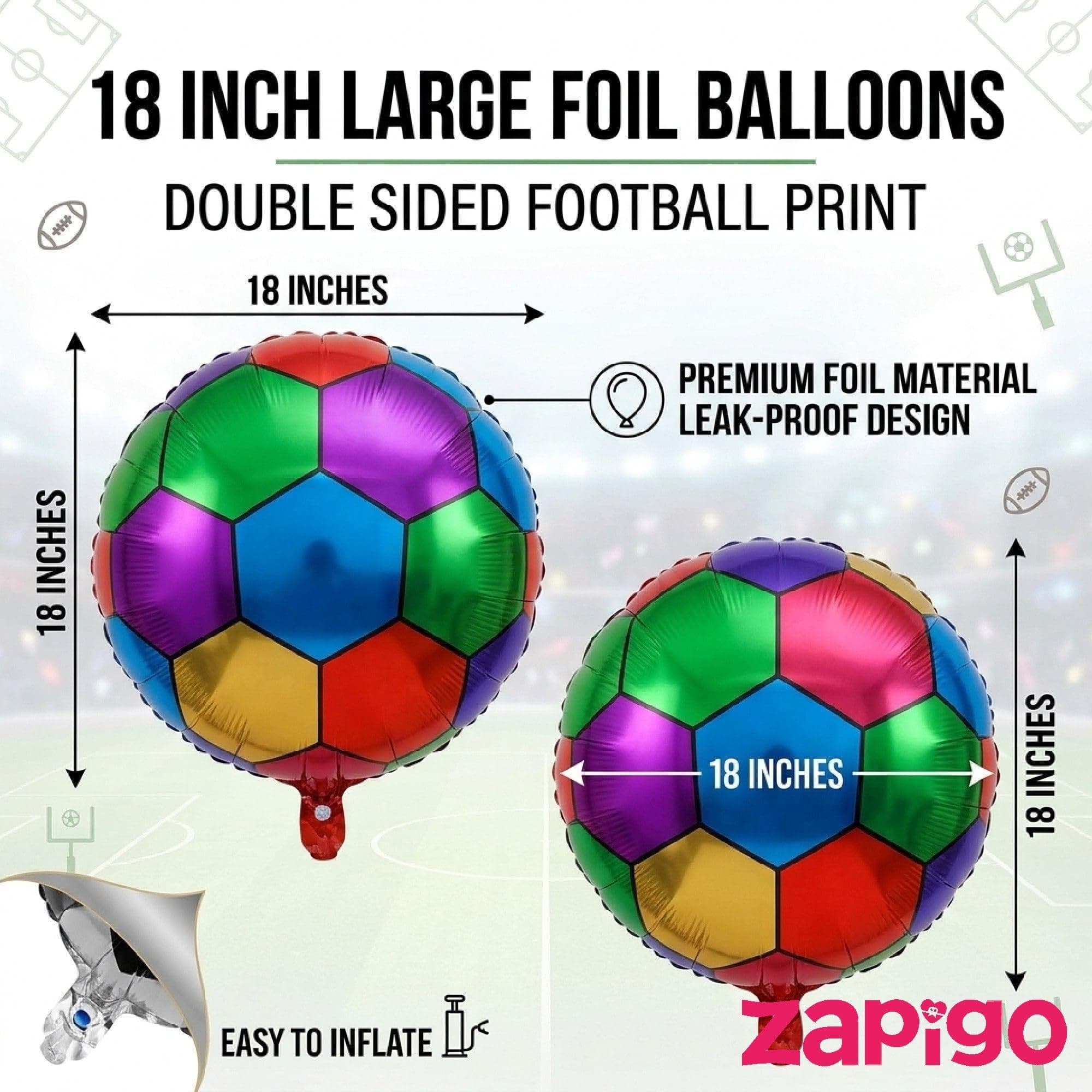 Balloonistics Football Theme Happy Birthday Balloon Bouquet Pack Of 7 thumbnail 2