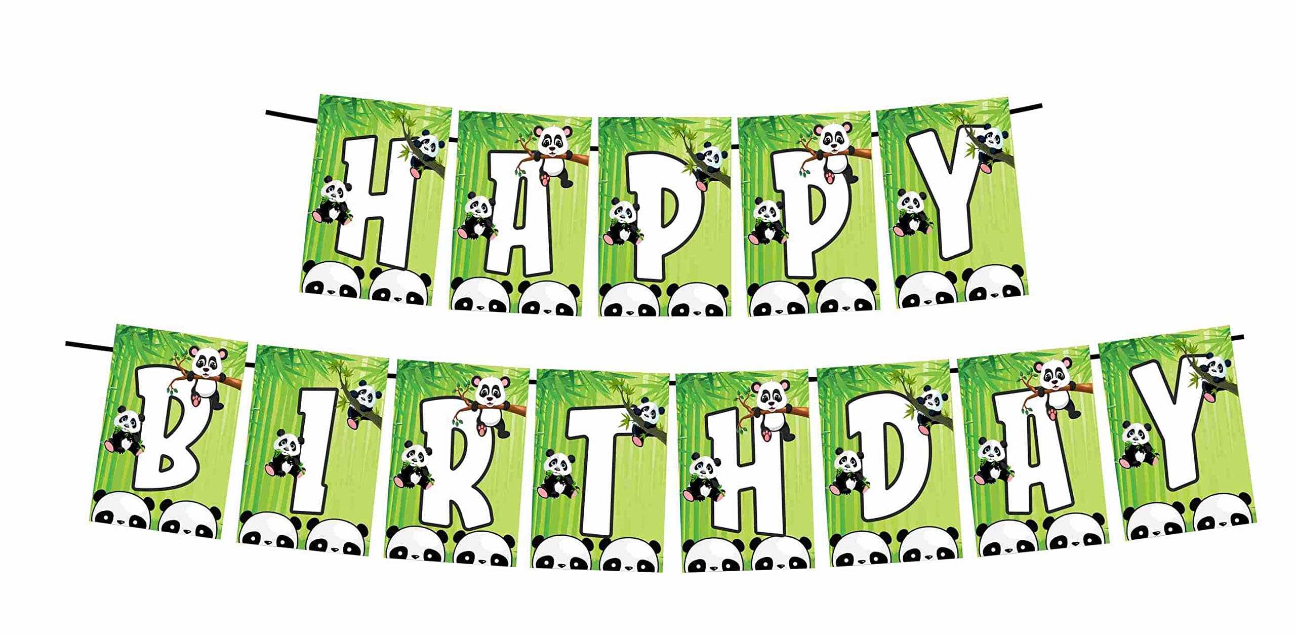 Balloonistics Panda Happy Birthday Celebration Banner Bunting Flags 2.5 M thumbnail 2