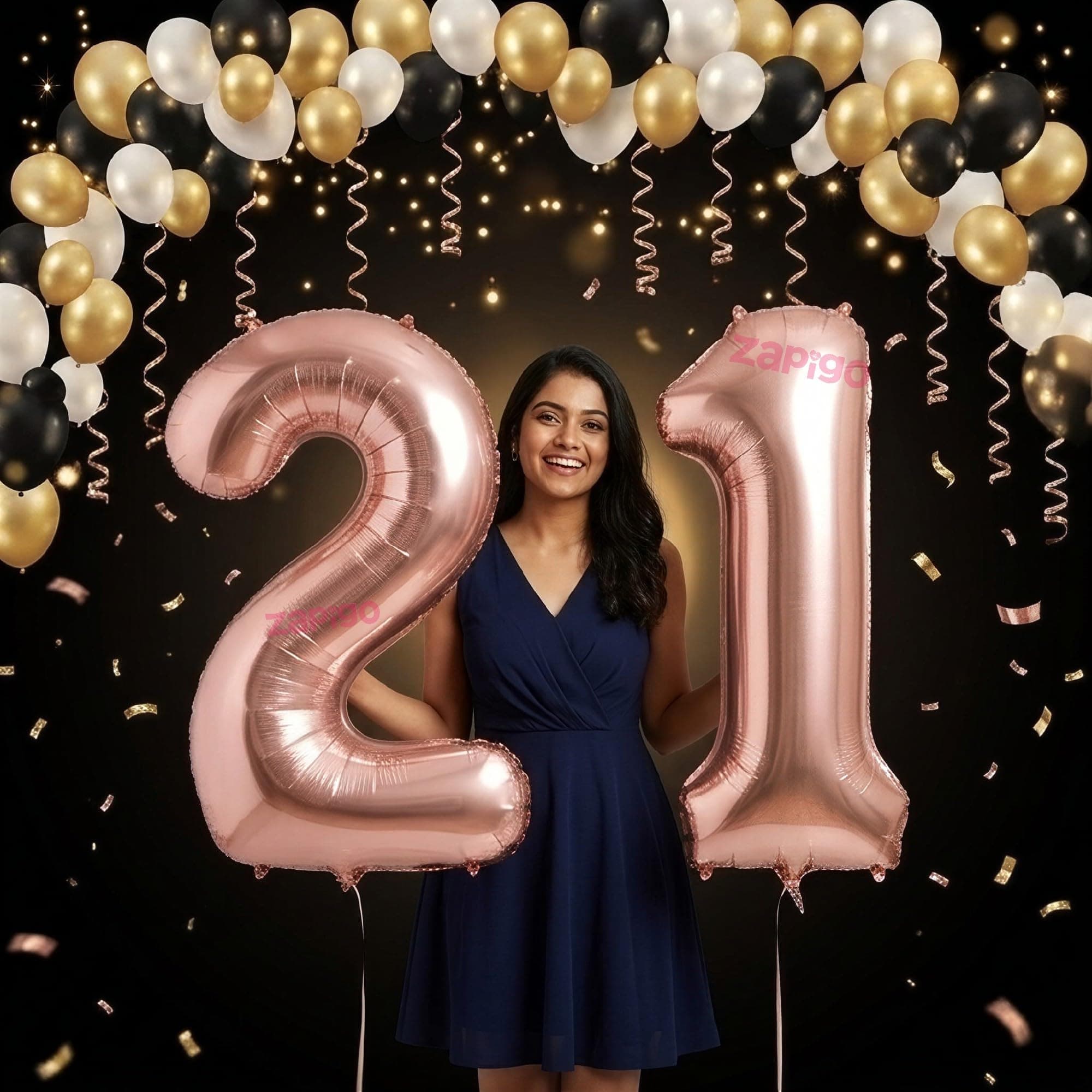 Balloonistics Rose Gold 40-Inch Foil Number 21 Balloon - Helium or Air Fill for 21st Birthday, Anniversary Party Decoration, Photo Booth Backdrop, Cake Table Decor thumbnail 1
