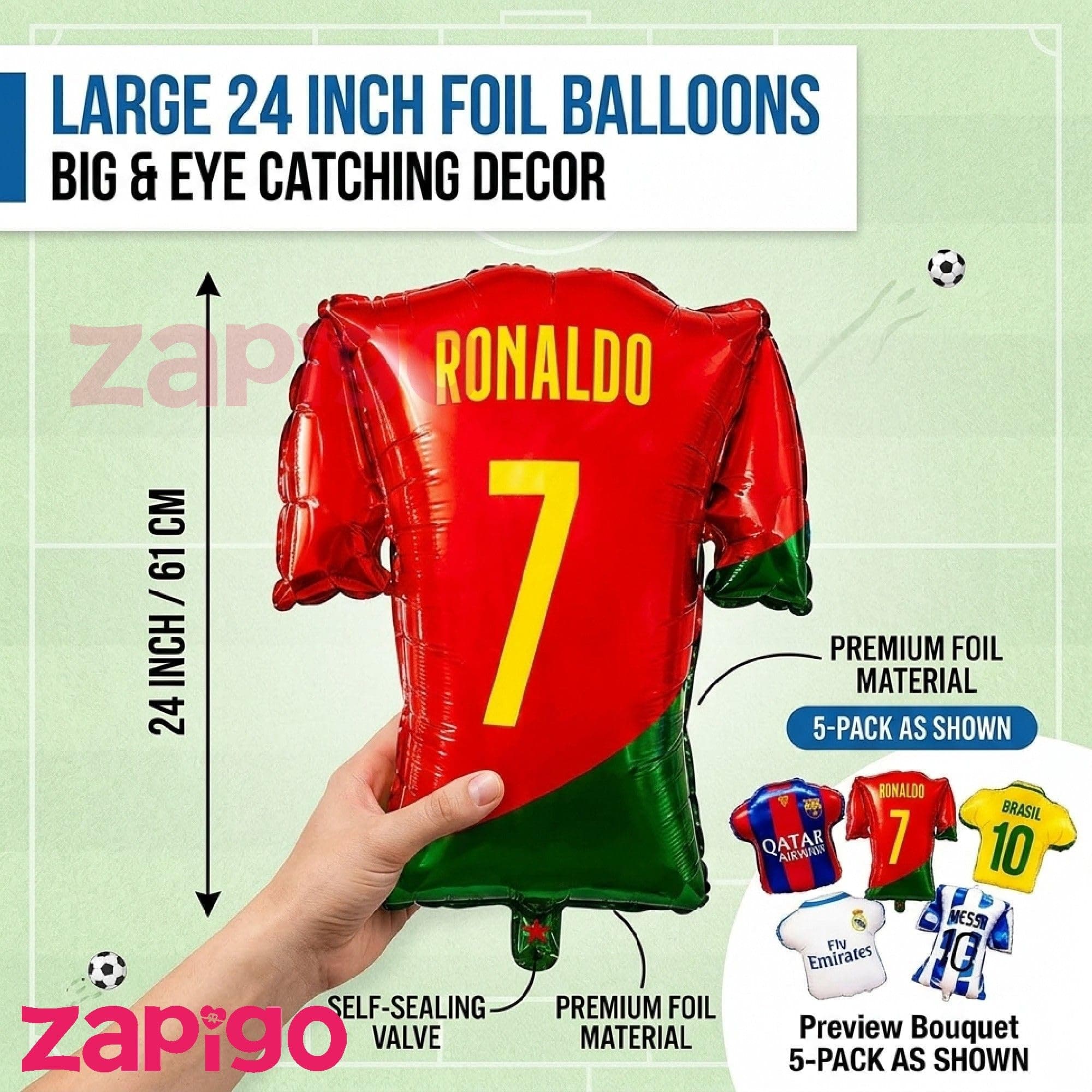 Balloonistics Football Soccor Jersy Theme Happy Birthday Balloon Bouquet Pack Of 5 thumbnail 4