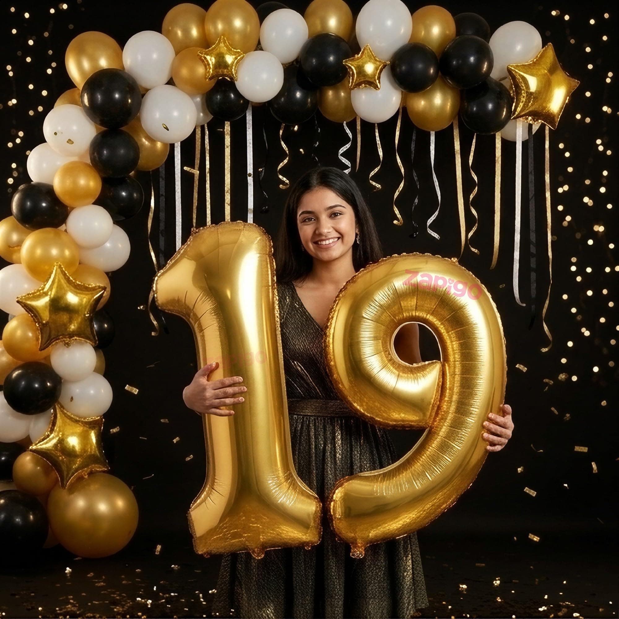 Balloonistics Gold 40-Inch Foil Number 19 Balloon - Helium or Air Fill for 19th Birthday, Anniversary Party Decoration, Photo Booth Backdrop, Cake Table Decor thumbnail 1