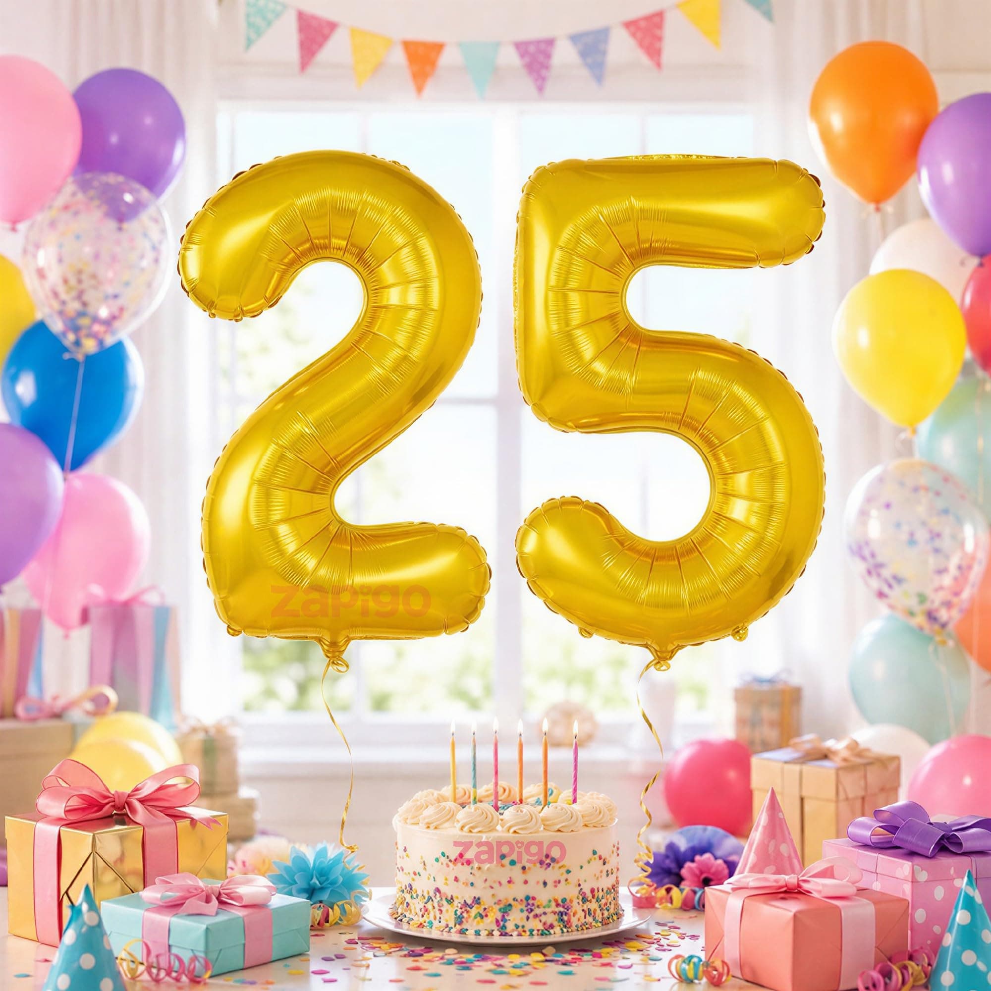 Balloonistics Gold 16-Inch Foil Number 25 Balloon - Fill with Helium or Air for 25th Birthday, Silver Jubilee, Anniversary Party Decoration, Photo Booth Backdrop thumbnail 1