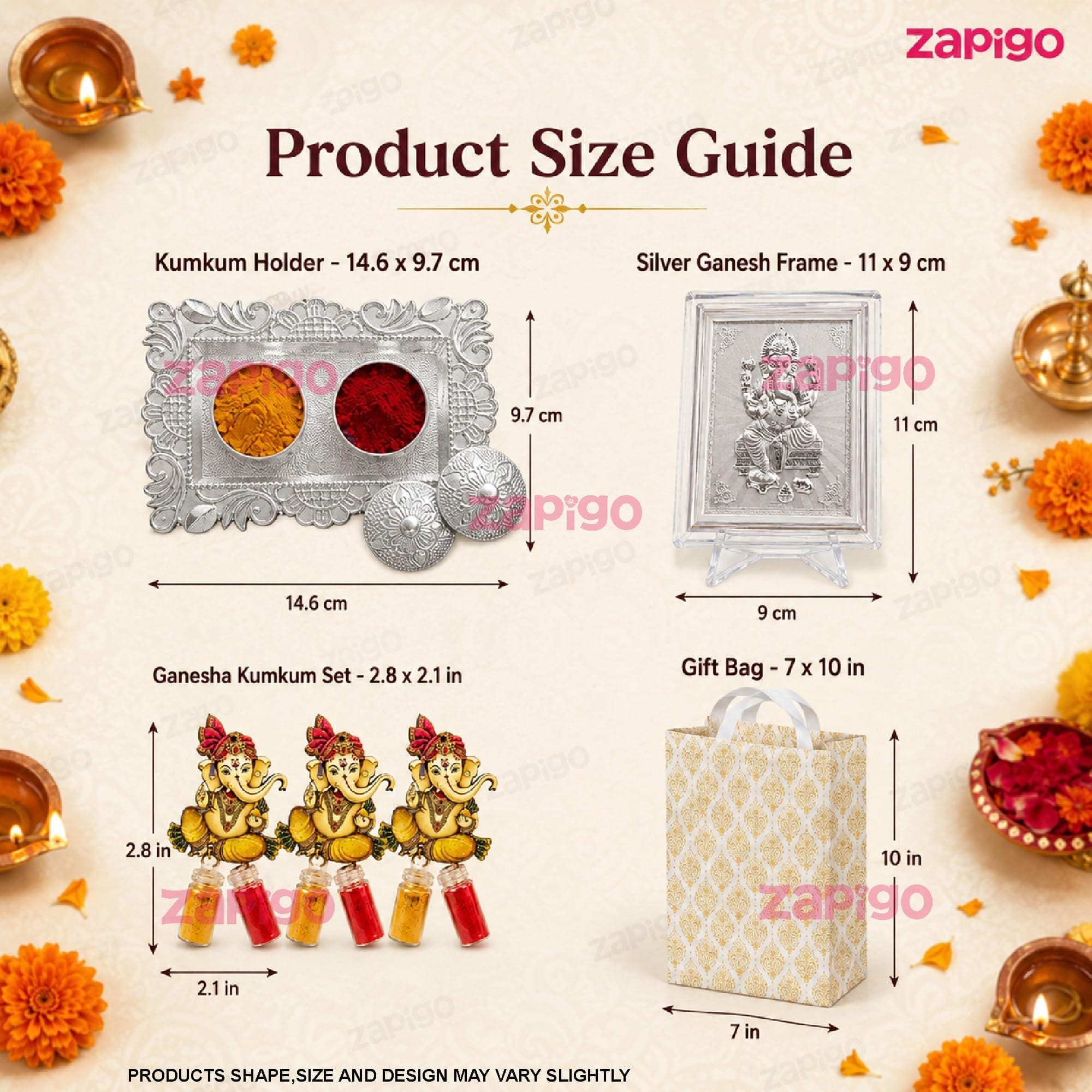 Habba Ganesha Frame Pooja Return Gift Combo for Women, Ganesha Kumkum, Kumkum Set, Carry Bag, Traditional Haldi Kumkum Tambulam Hamper for Ganesh Chaturthi, Weddings, Festivals, Pack of 5 thumbnail 3