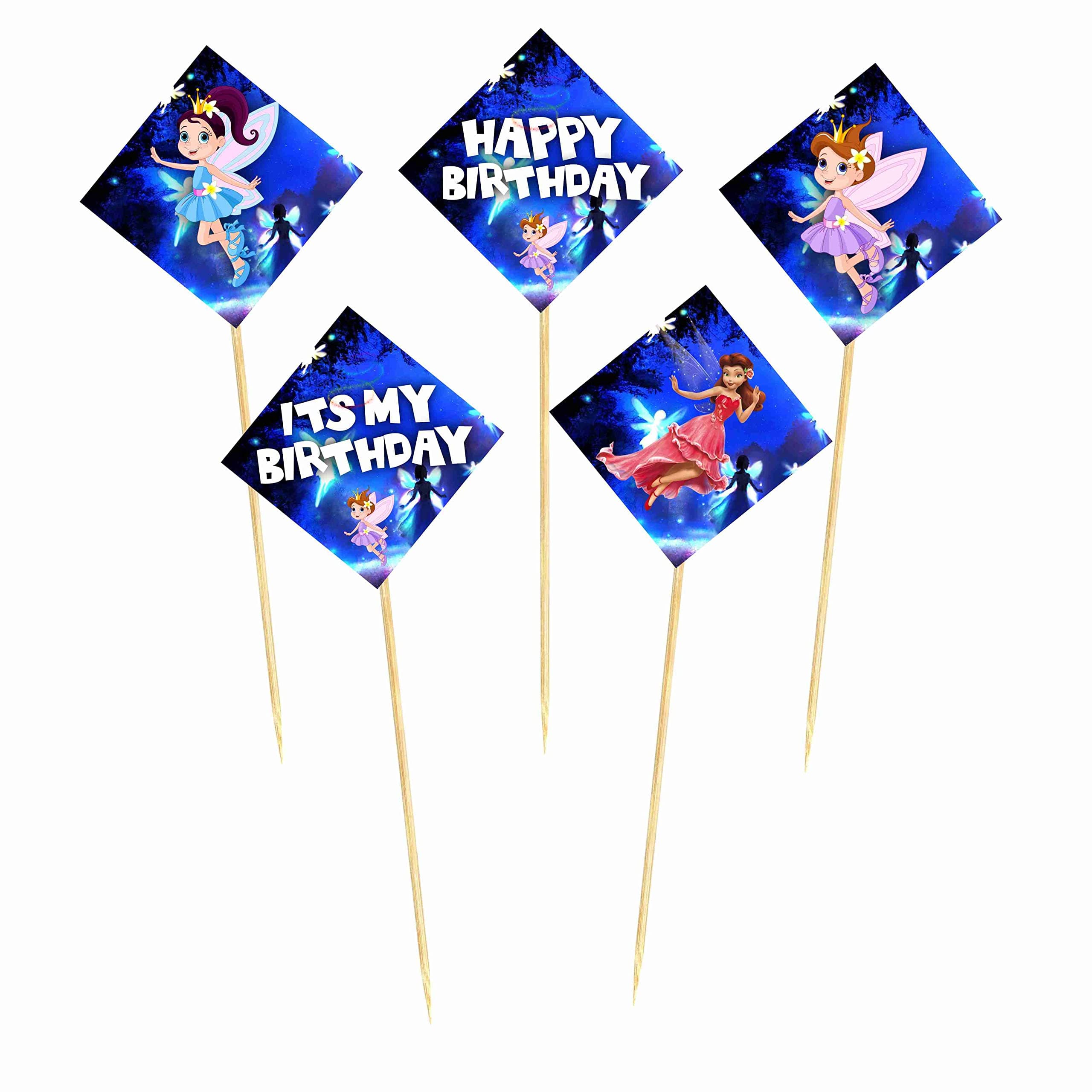 Balloonistics Fairy Theme Happy Birthday Cake Toppers - Pack of 10 Enchanted Forest Party Decorations - Premium Cardstock Pixie, Mushroom & Floral Figures on Bamboo Sticks, Whimsical Magical Birthday Backdrop (Cake Topper - Pack of 10) thumbnail 2