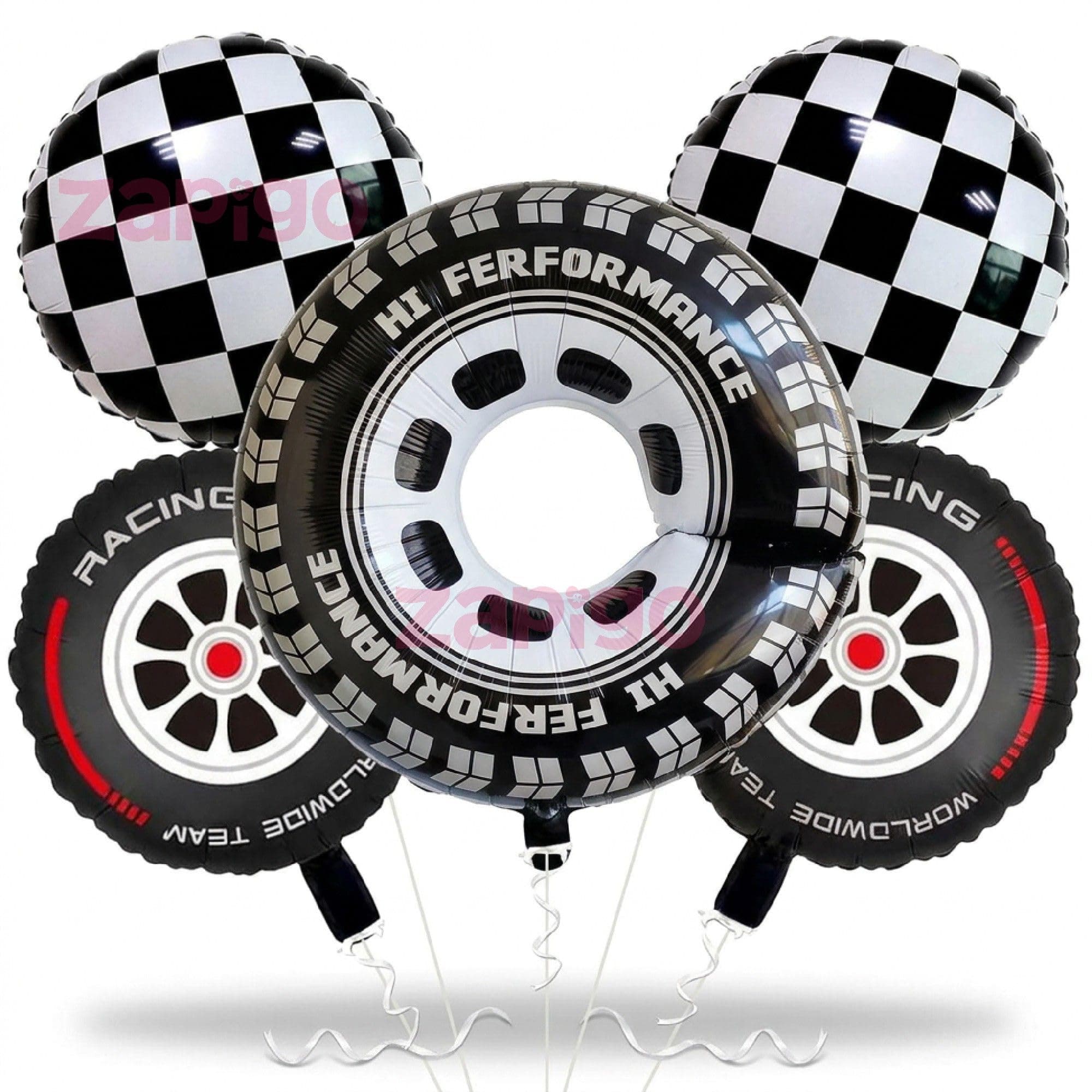 Balloonistics Racing Theme Happy Birthday Balloon Bouquet Pack Of 5 thumbnail 1