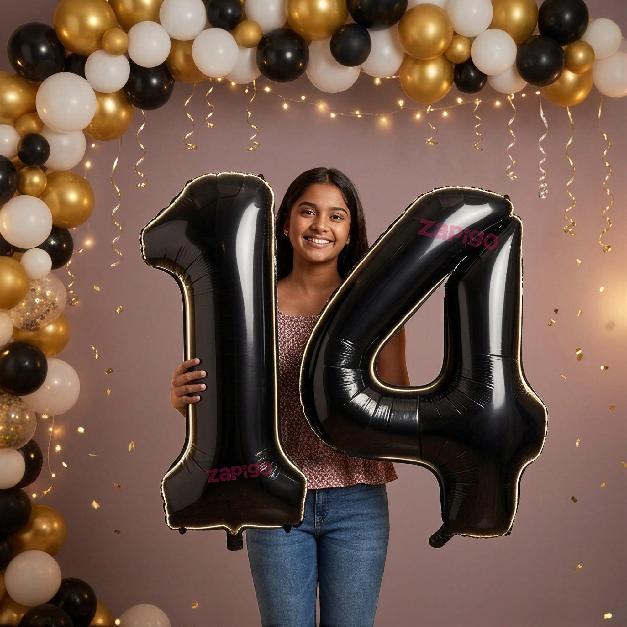 Balloonistics Black 40-Inch Foil Number 14 Balloon - Helium or Air Fill for 14th Birthday, Anniversary Party Decoration, Photo Booth Backdrop, Cake Table Decor thumbnail 1