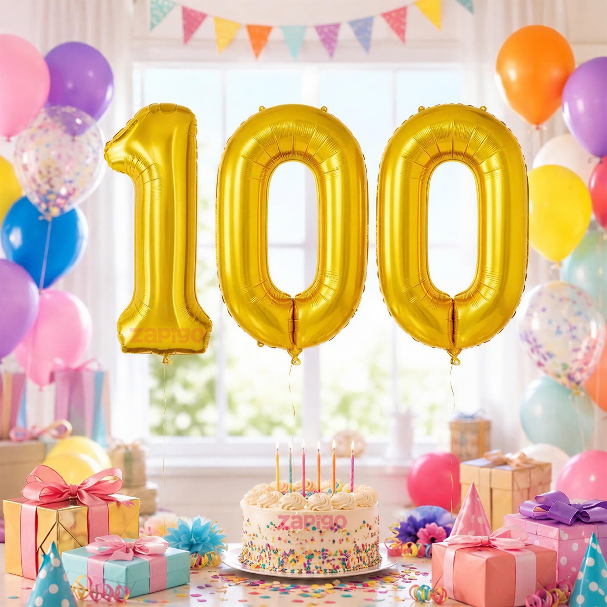 Balloonistics Gold Foil Number 100 Balloon – 16 Inch Golden Foil Number for Custom Age, Year & Phrase Party Decoration (Number 100) thumbnail 1