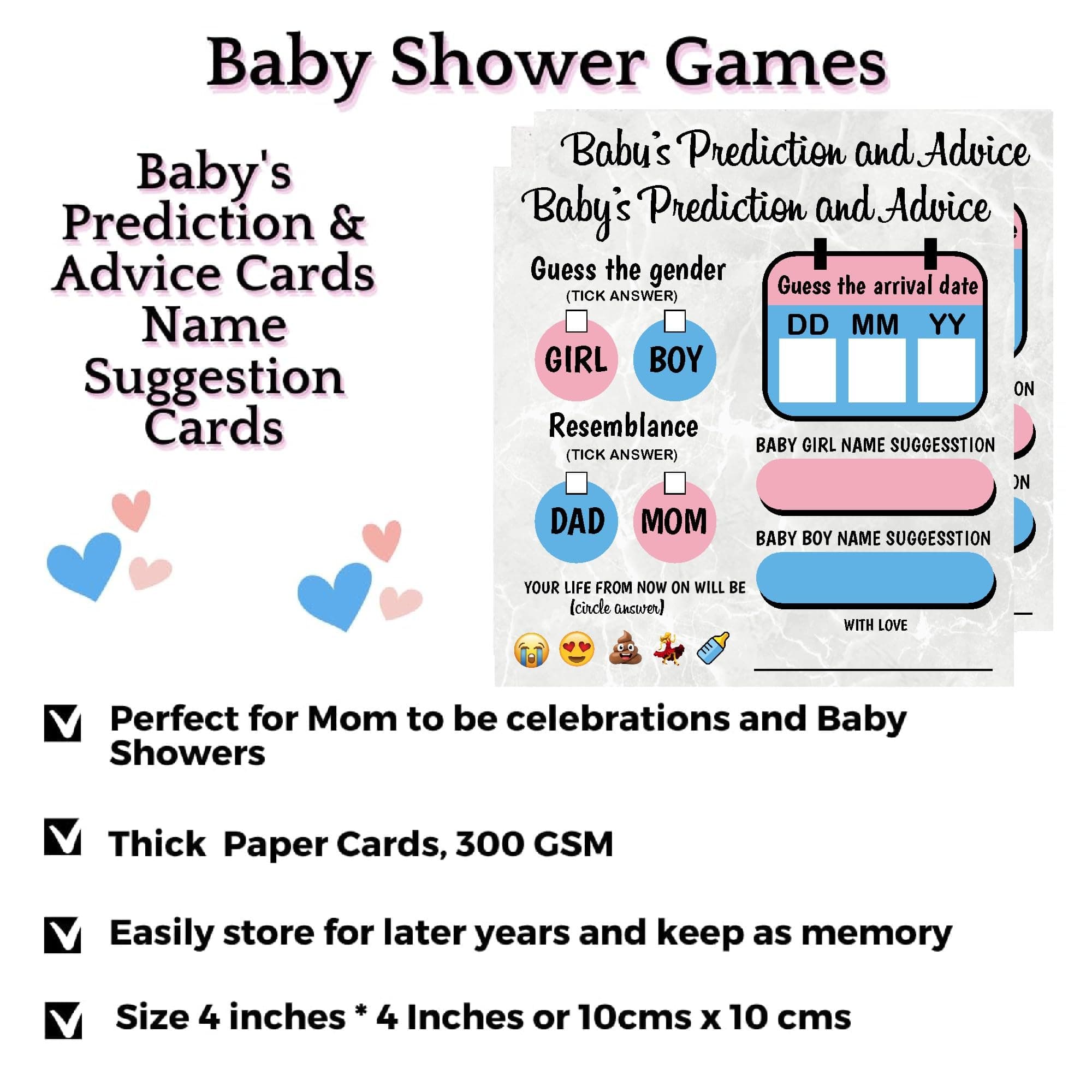 Balloonistics Baby Shower Activity Cards – Pack of 20 – Baby Predictions, Advice & Name Suggestions – Premium 4x4 Inch Cardstock for Friends & Family thumbnail 6