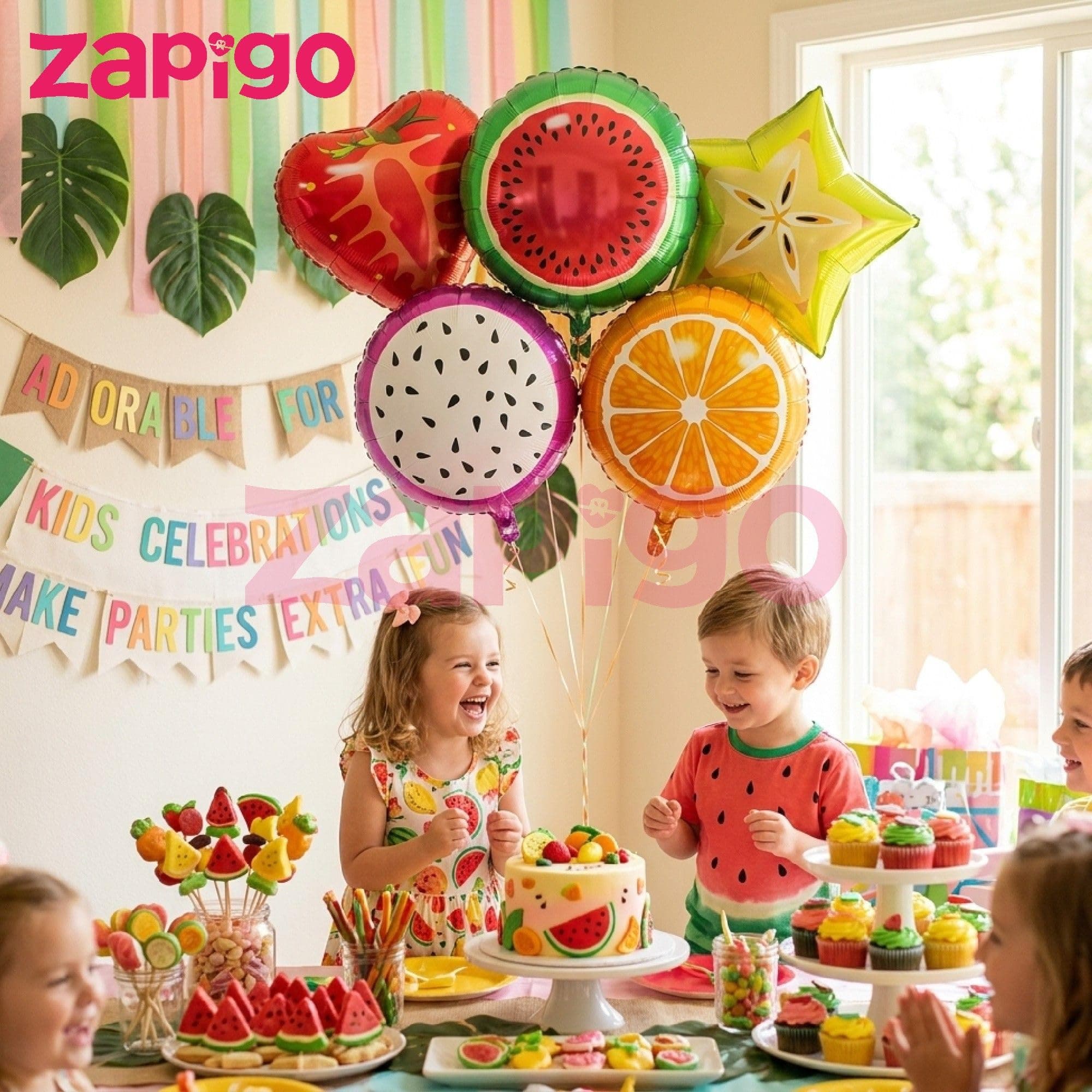 Balloonistics Fruits Theme Happy Birthday Balloon Bouquet Pack Of 5 thumbnail 5