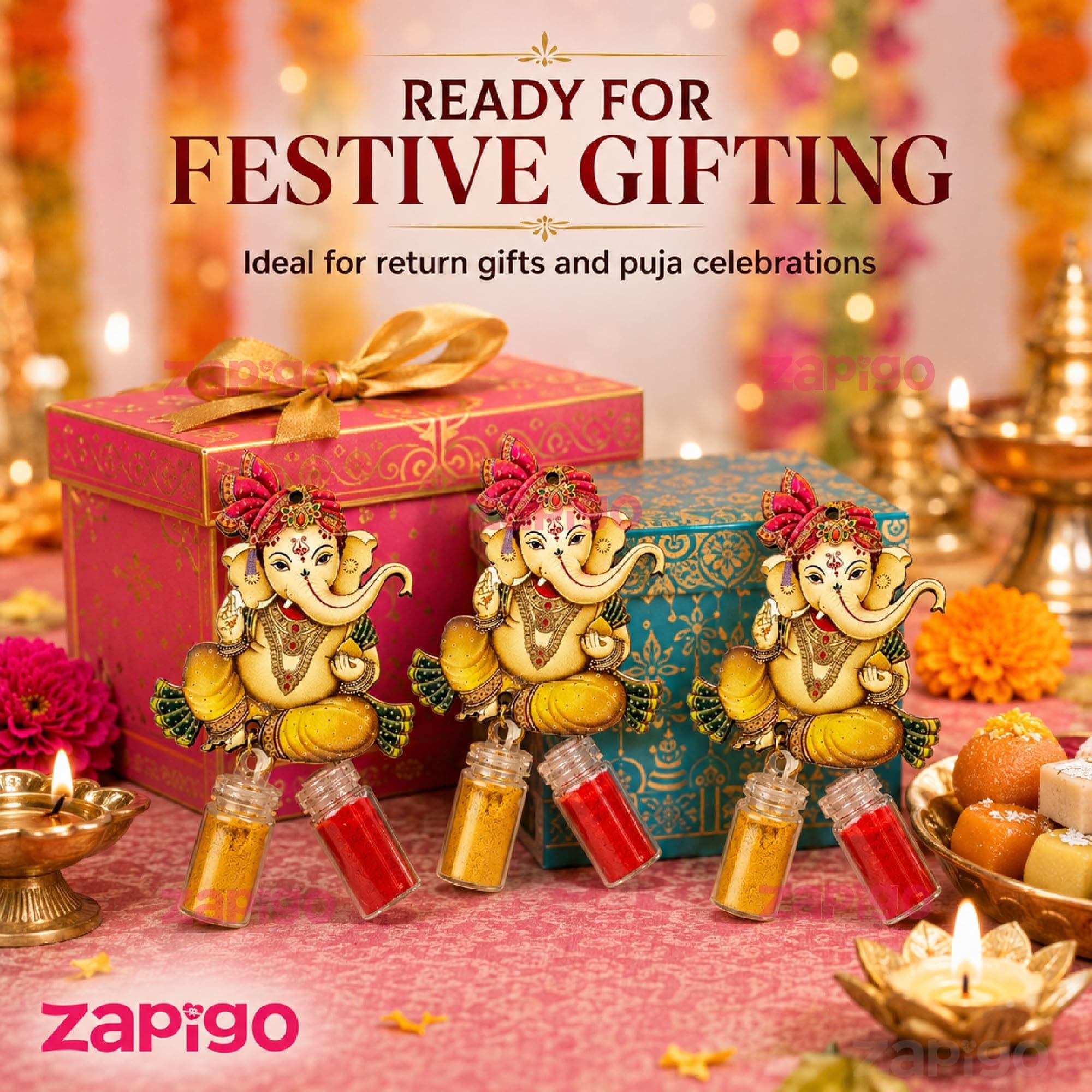 Habba Ganesha Kumkum Set, Traditional Haldi Kumkum Tambulam Hamper for Ganesh Chaturthi, Weddings, Navratri, Deepavali, Baby Showers, Griha Pravesh & Other Festivals, Pack of 10 thumbnail 8