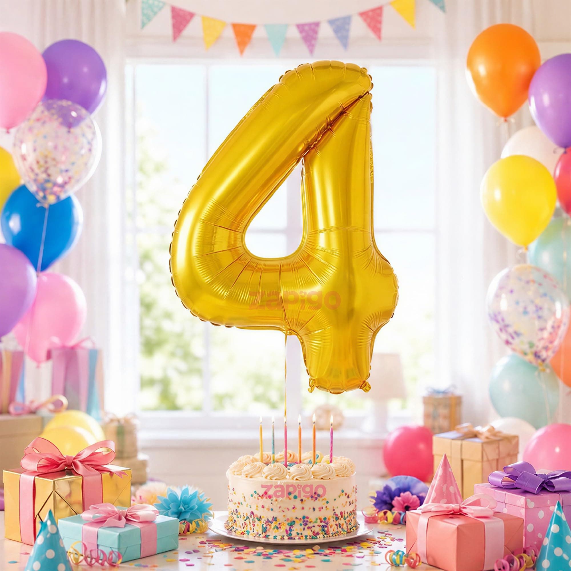 Balloonistics Gold Number 4 Foil Balloon – Large Metallic Gold Number Four Balloon for 4th Birthday, Fourth Anniversary & Party Decorations (Gold, Number 4) thumbnail 1