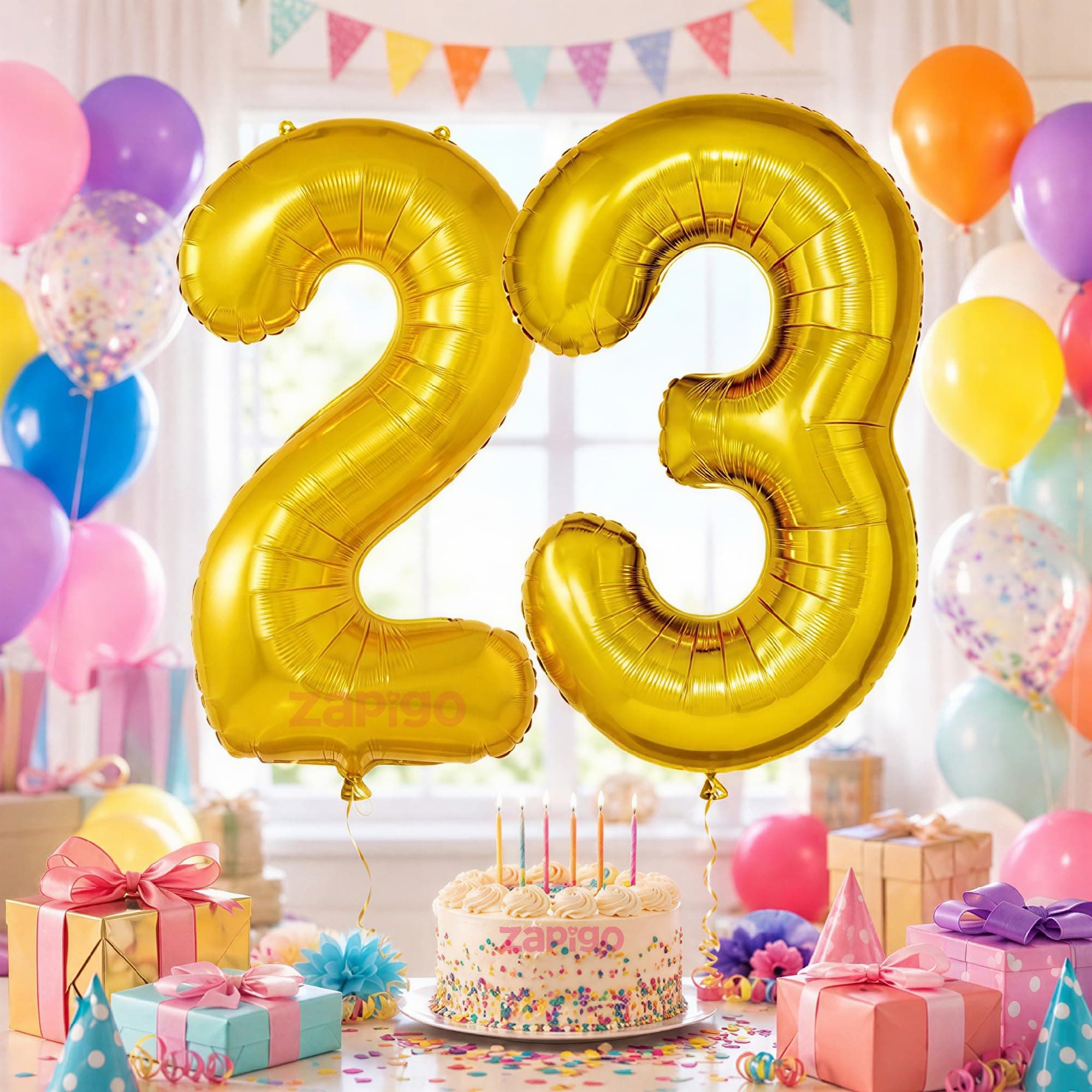 Balloonistics Number 23 Gold Foil Balloon – 17-Inch Metallic '23' Balloon Pack of 2 for 23rd Birthday & Young Adult Party Decoration thumbnail 1